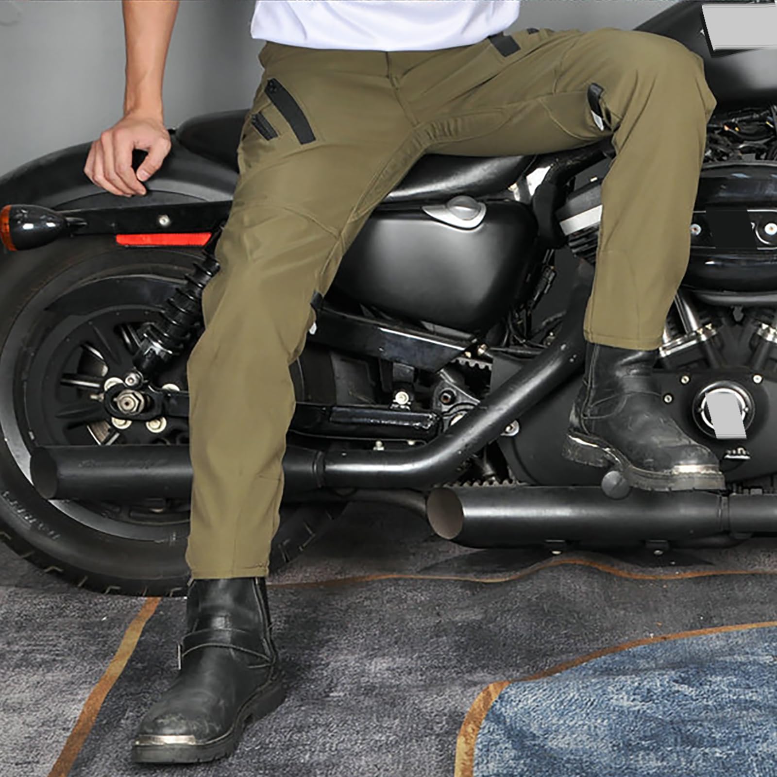 ARMAAN Pantaloni Moto Uomo Impermeabili Per Motocicletta, Pantaloni Protettivi Con Protezioni CE Per Ginocchia E Anche, Equipaggiamento Touring Resistente Per Viaggi E Guida Outdoor,Black-XXS