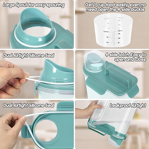 Miniatura 4 de Contenedor de almacenamiento de 5 a 7 libras, recipientes portátiles de comida para mascotas con boquilla grande y taza mejoradas, dispensador de