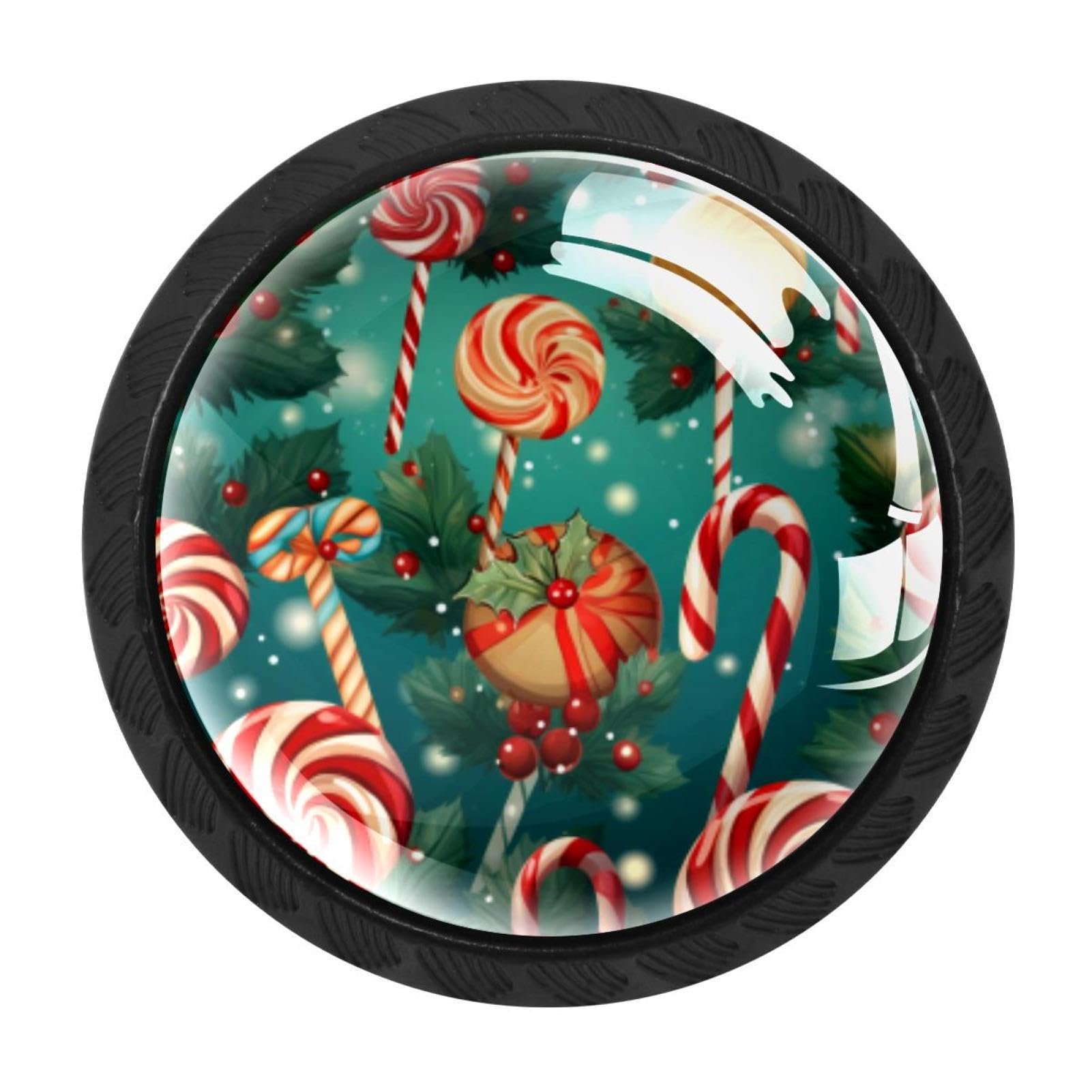 Chenzzzz Multicolored 19 Christmas Crutch Drawer Knobs 4 Pack Crystal Dresser Knobs 35Mm Glass Cabinet Knobs For Home Office Bathroom