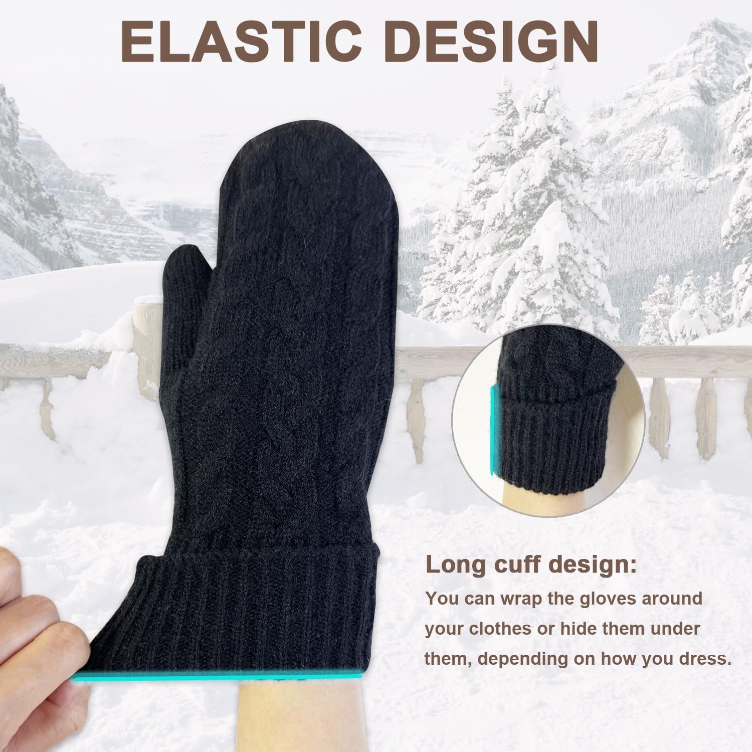 Winter Mittens Gloves for Women Warm Fleece Lining Knit Thick Thermal Snow Gloves for for Cold Weather Gifts - Image 4