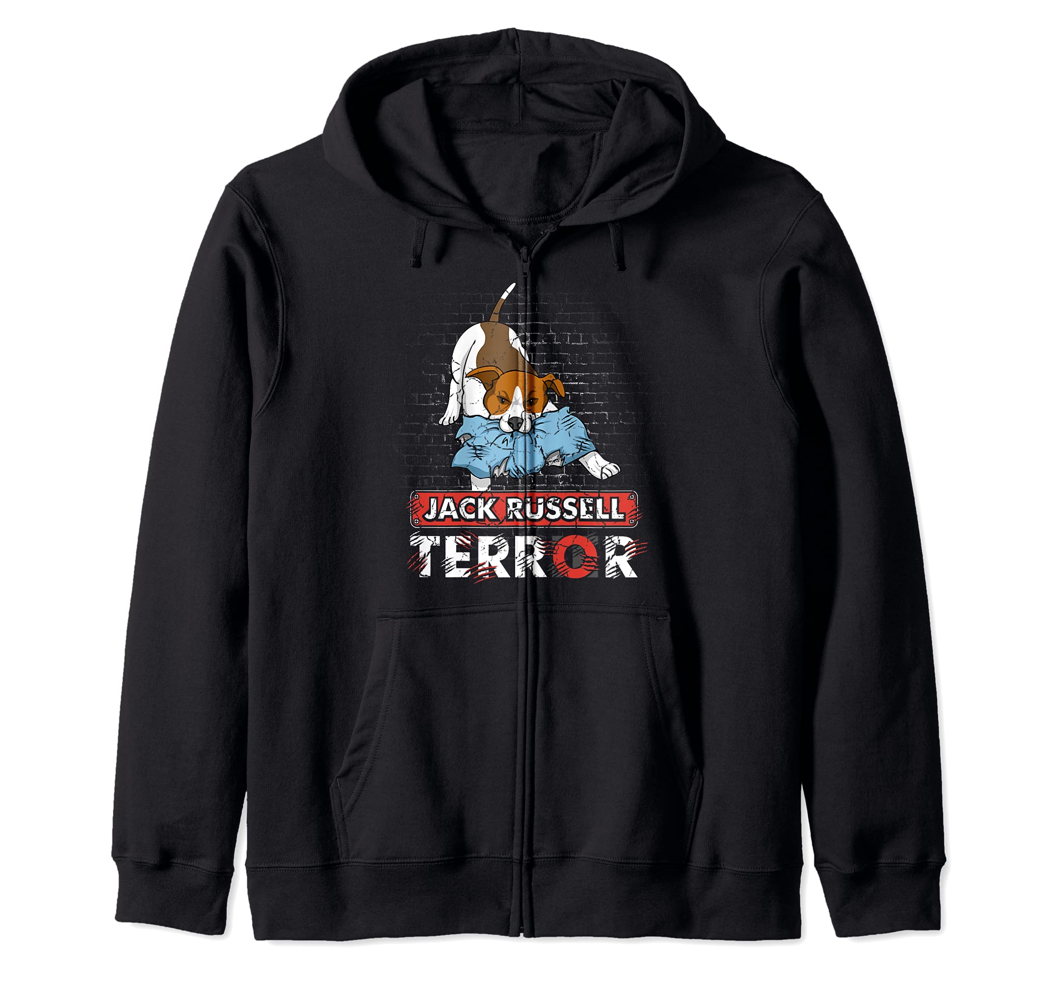 Jack Russell Terror Bad Dogs Jack Russell Terrier Funny Dog Zip Hoodie, Black
