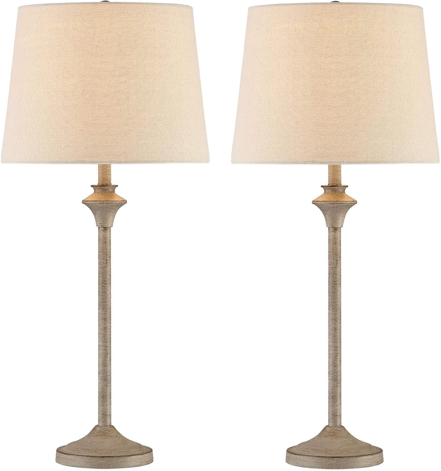 Maxax Farmhouse Buffet Table Lamps Set of 2 for Living Room, 26" Brown Bedside Nightstand Lamps with Oatmeal Fabric Shade Metal Base Decor for Bedroom, Living Room, Office, Kids Room