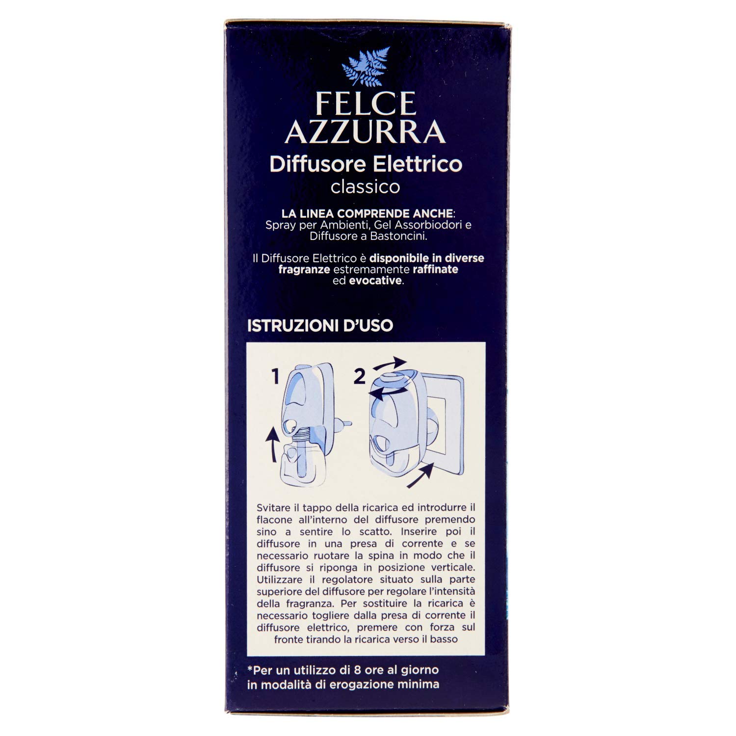 Felce Azzurra - Diffusore Elettrico Classico, Profumatore per Ambienti Luminoso e Fragranza Regolabile, Diffusore Profumo Ambiente per Atmosfera Soffusa a Lungo (75 Giorni), Diffusori Profumatori 20ml