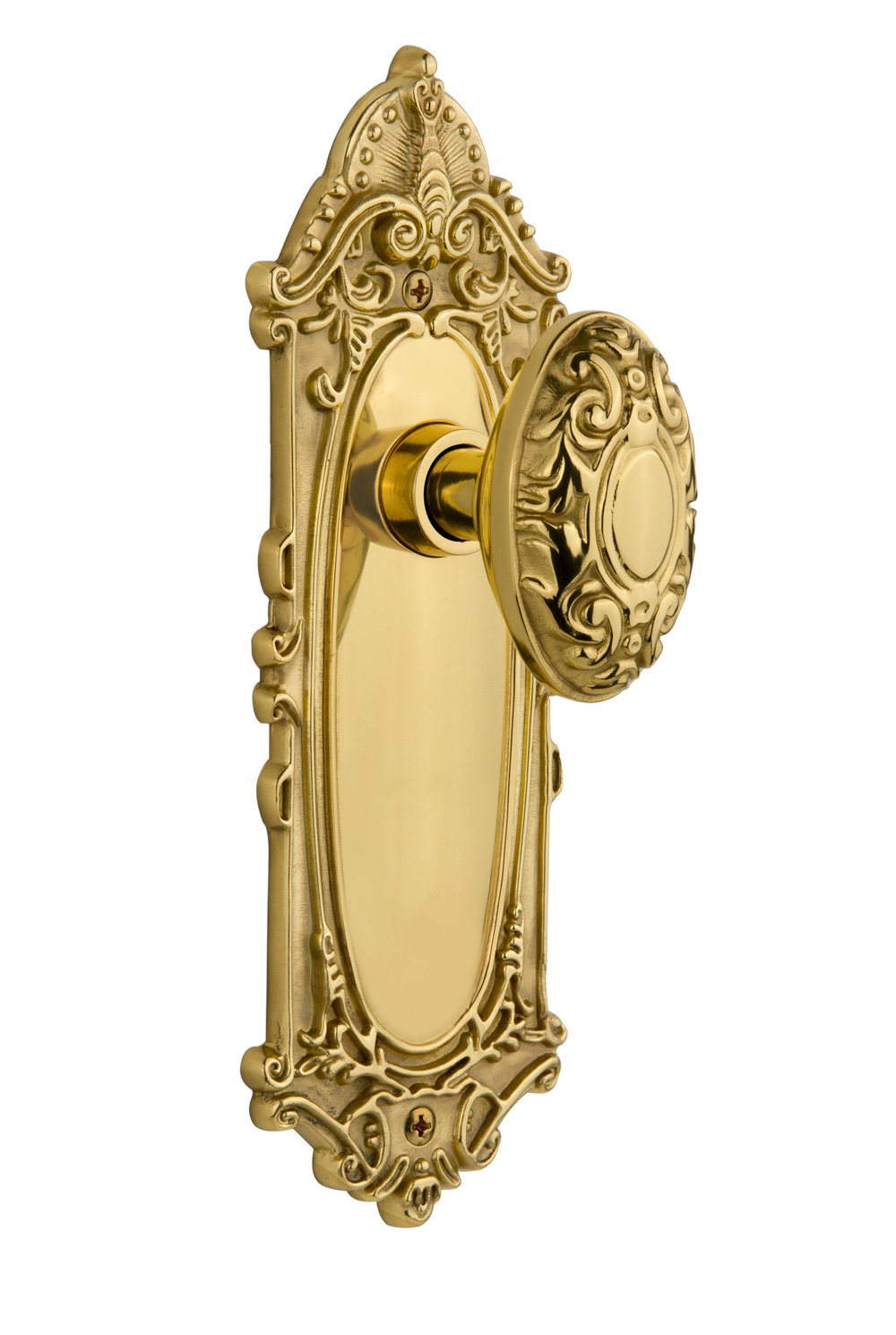 NostalgicWarehouse Victorian Plate with Knob, Passage - 2.375", Unlacquered Brass
