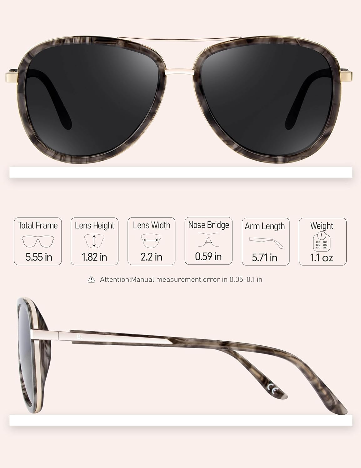 BIRCEN Polarized Sunglasses for Women UV - Protection Womens Retro Mirrored Shades with Acetate Frame BC2001 - Image 5