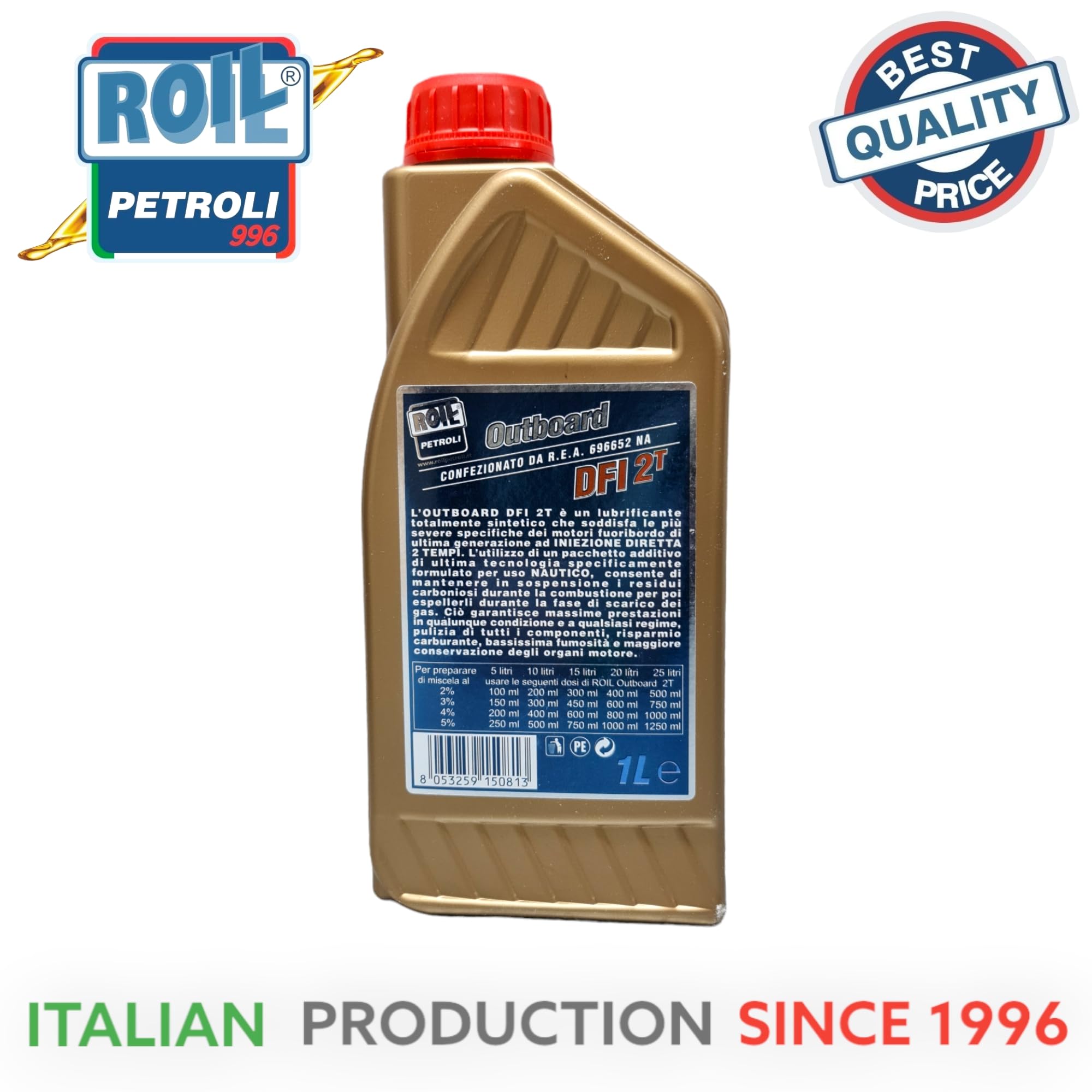 12 Litri di Roil Outboard 2T DFI - ►Lubrificante per Motori Evinrude -Johnson E-TEC e Fuoribordo Gruppo BRP◄ - Olio 100% Sintetico - Per motori di ULTIMA Generazione ad INIEZIONE Diretta
