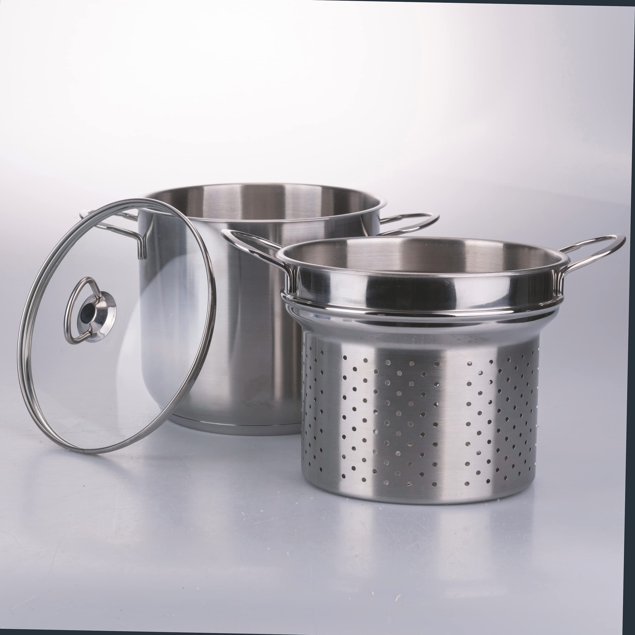 Spaghettiera 7 l con cestello e coperchio in vetro, in acciaio inox, SìChef