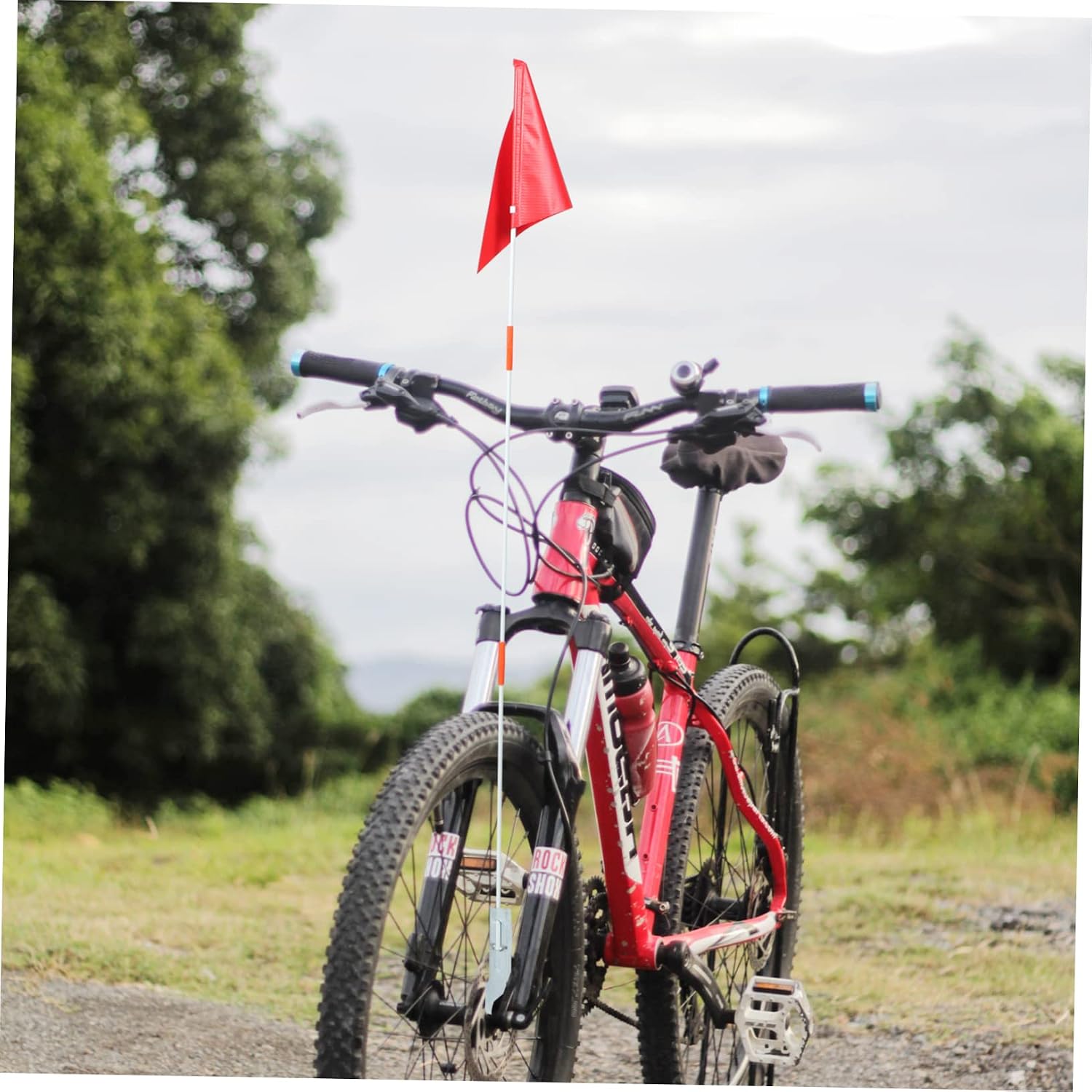 1 Set Portable Bike Safety Flag Tear Resistant Cycling Flag with Pole for Enhanced Visibility for Bicycles Trailers and Wheelchairs Easy to Install and Carry