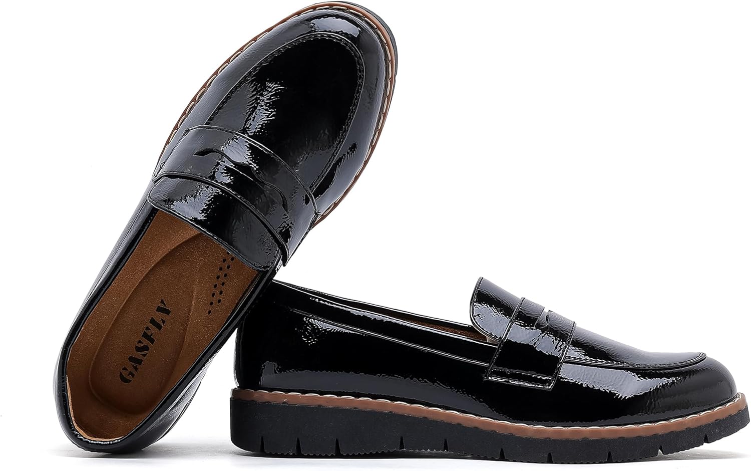 Women's Round Toe Platform Chunky Heeled Loafers Womens Business Casual Shoes - Image 4