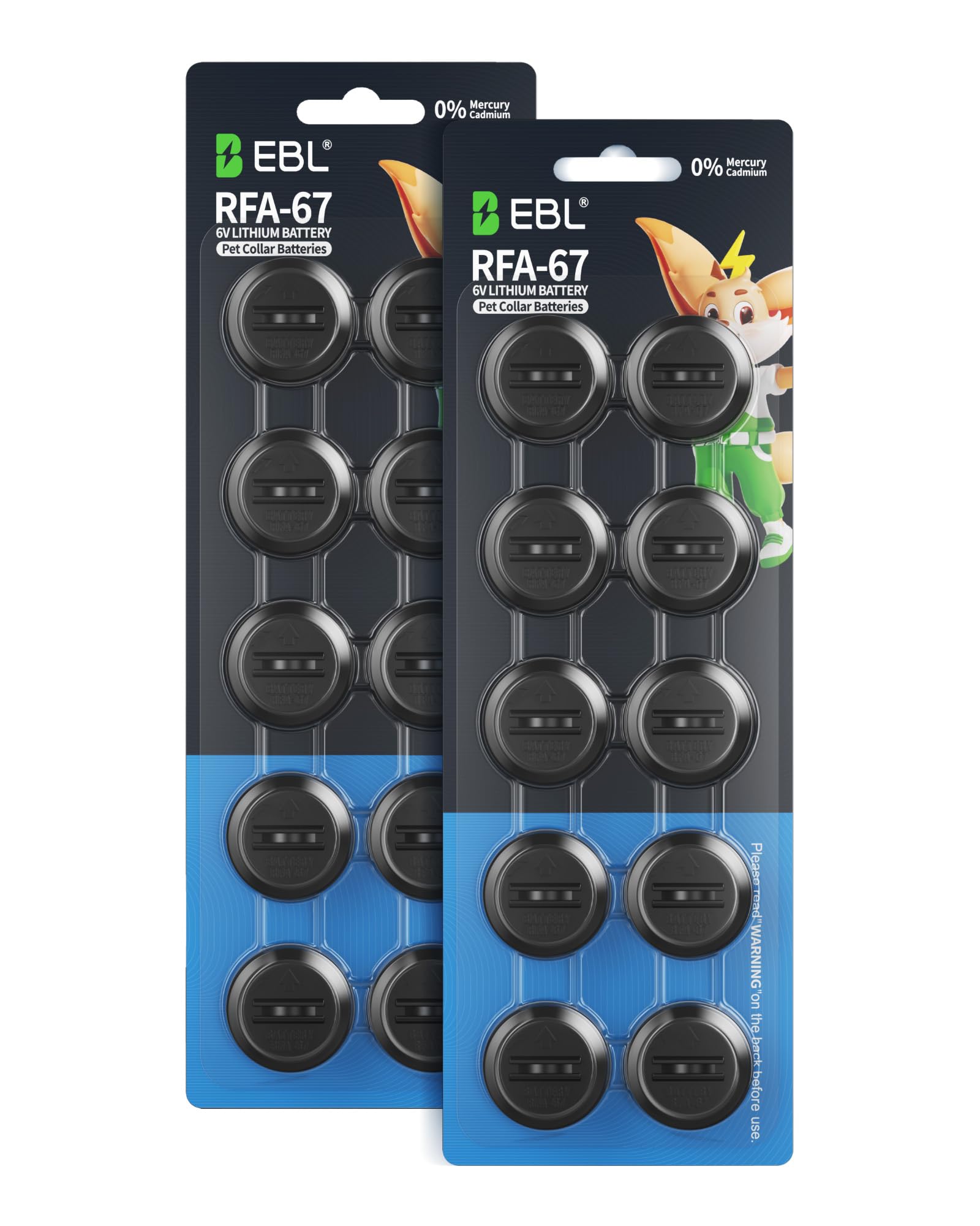 EBL RFA-67 6 Volt Ret Collar Replacement Batteries Compatible with PIF-300 RF300 PIF-275-19 PRF-3004W PUL-250 (20 Pack)