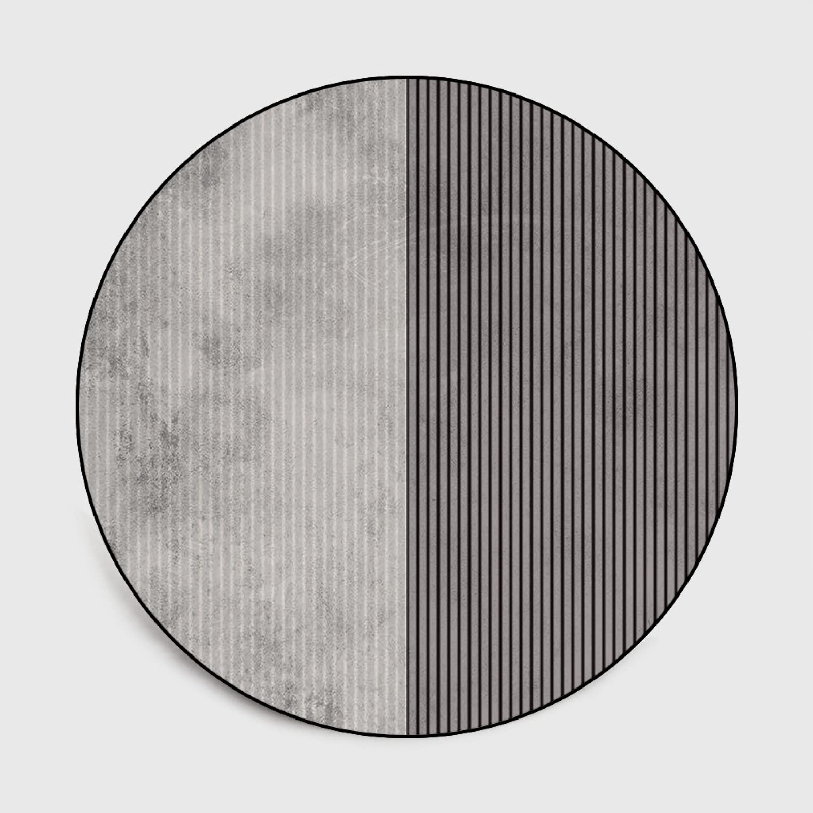 Teppich, schwarz-weiß gestreiftes Design, weich und modern, leicht zu reinigen, flecken- und lichtbeständig, 100 cm Durchmesser