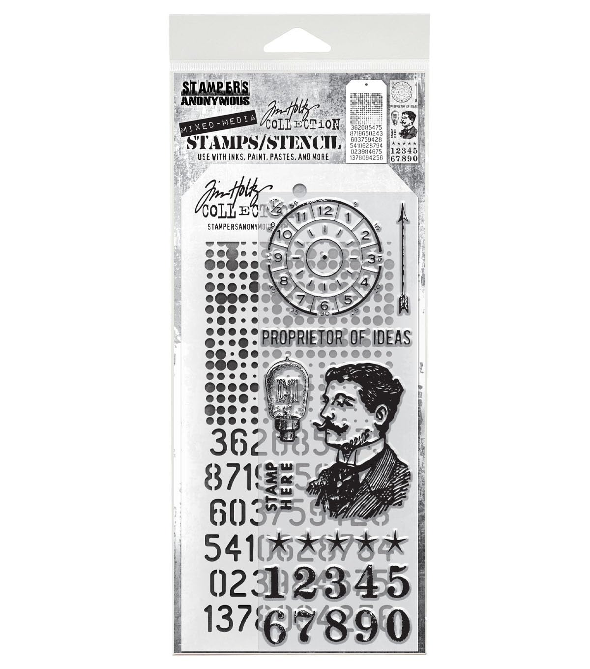 Tim Holtz Mixed Media Stamps & Stencil - THMM118