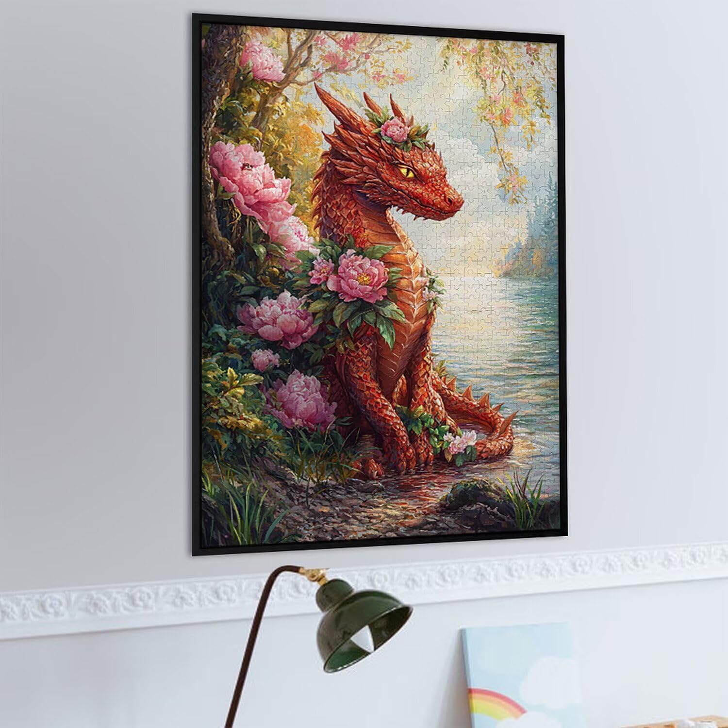 Puzzle dla dorosłych, 1000 elementów, motyw kwiatu smoka, 1000 puzzli dla dorosłych, gra edukacyjna, 76 x 50 cm, odpowiednie do dekompresji i dekoracji ścian pokoju, prezenty j-398