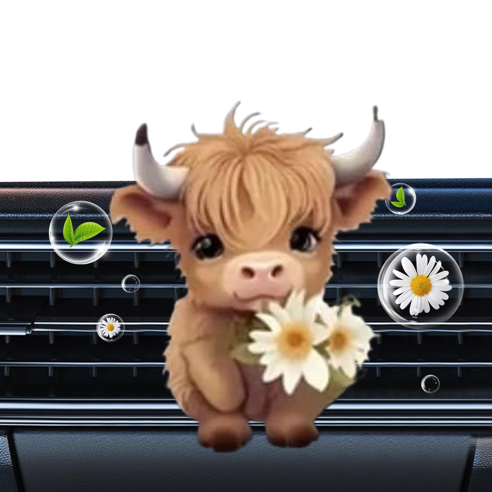 Clips De Ventilation Pour Désodorisant De Voiture – Diffuseur En Acrylique En Forme De Vache Des Highlands, Clip Décoratif Pour Parfum, Parfum De Véhicule Compact, Design Léger Monté Sur Grille D'aéra