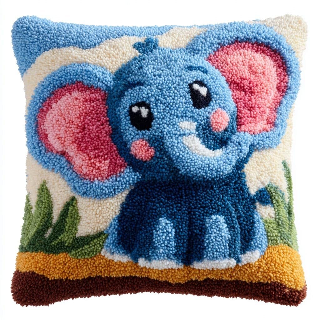 Henypt DIY Latch Hook Pillow Kit, Elephant