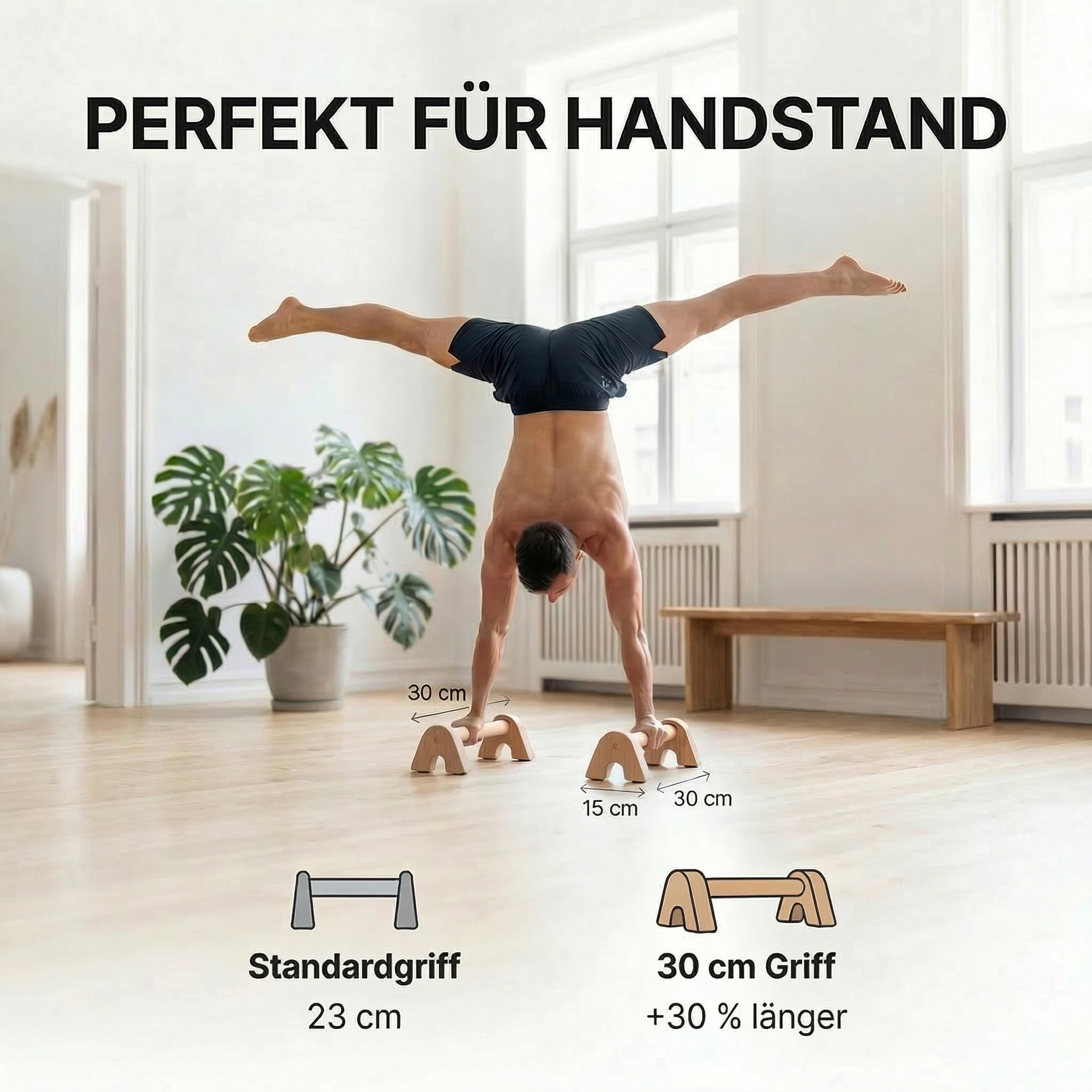 Liegestützgriffe extra lang - Transportable mini Parallettes - einfach verstaubare Handstand Griffe - Calisthenics Equipment zum Mitnehmen
