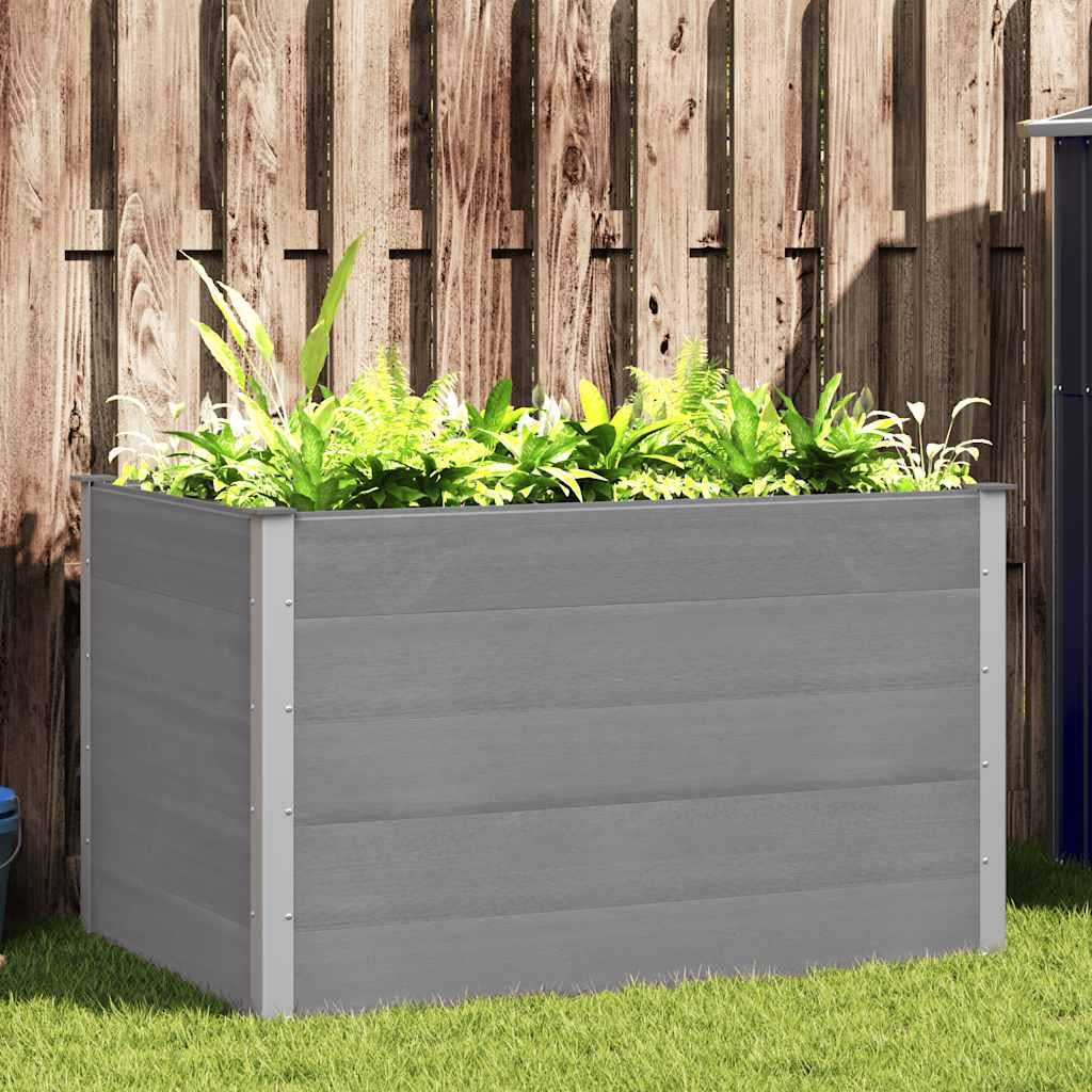 Letto Rialzato Giardino WPC Fioriera Orto Grigio 150x100x91 cm | Fioriera da esterno con pareti rinforzate in acciaio e fondo aperto, ideale per coltivare piante sul terrazzo.