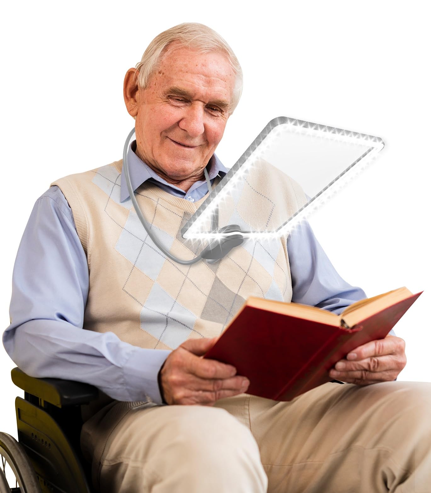 Rechargeable 5X Magnifying Glass LED Lighted & HD Lens for Reading, Hands Free Flexible Gooseneck Magnifier 50 LEDs for Seniors & Low Vision Repair Sewing Cross Stitch