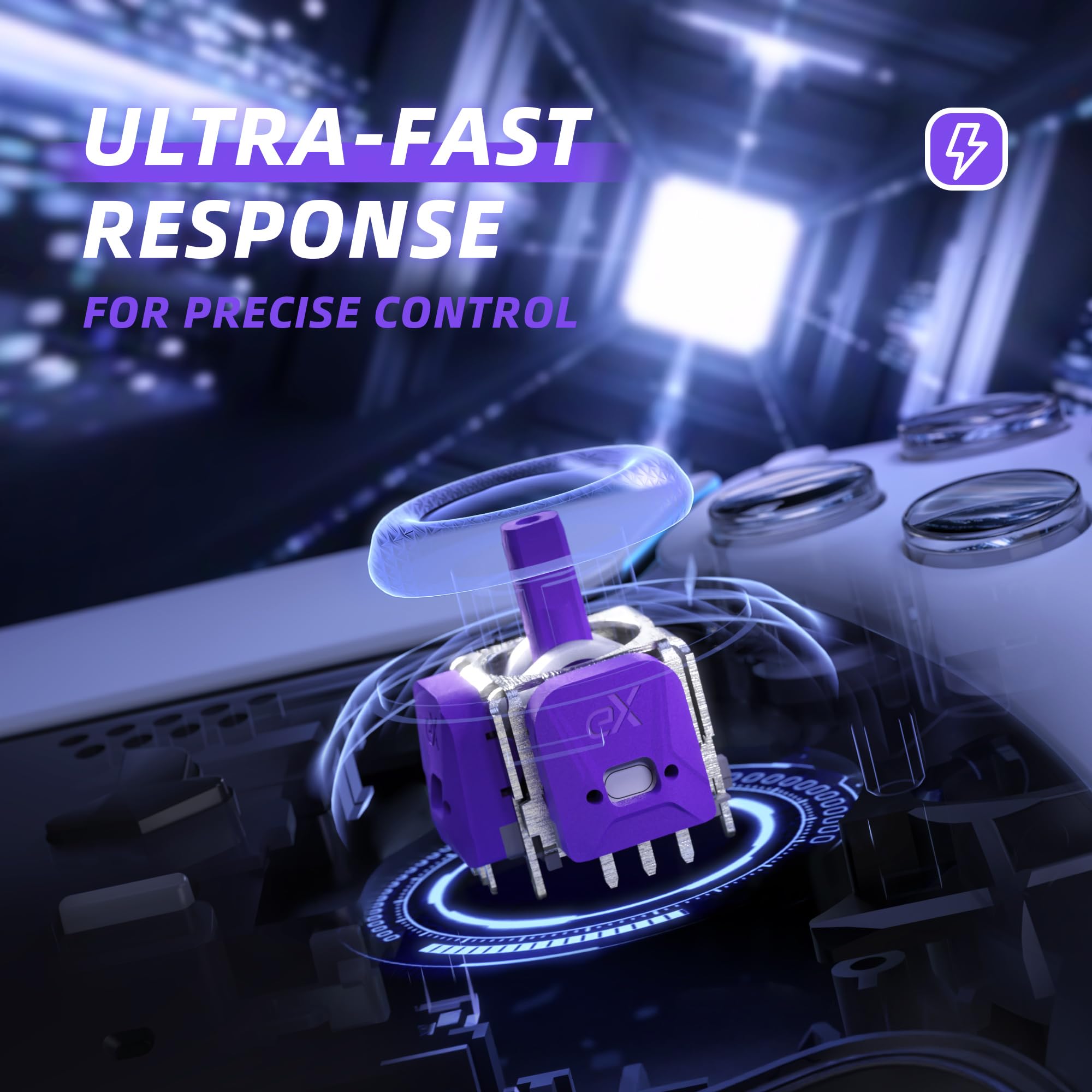 eXtremeRate eXhall Analogici Hall Effect per ps5 Controller, 3D Stick Analogico Calibrabile Digitale Sensore Modulo Kit per ps5 Joystick con Scheda FPC - Viola 120gf