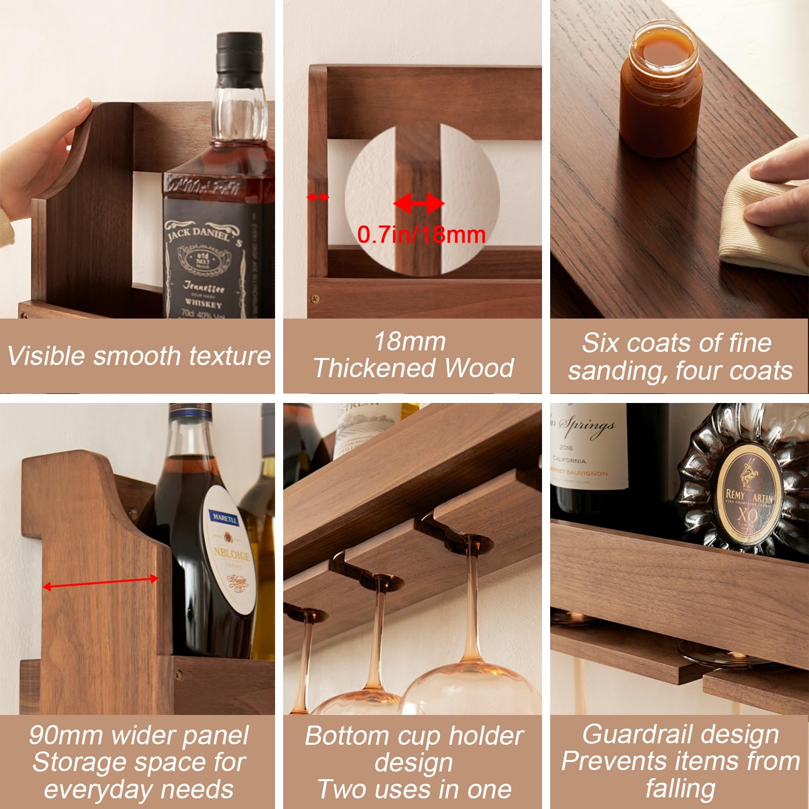 Botellero de pie - Enfriador de Vino de pie - Estante para Botellas de Vino - Vitrina de Madera Maciza - Botellero Decorativo Resistente y Duradero para Bar/Sala de Estar/Taberna (