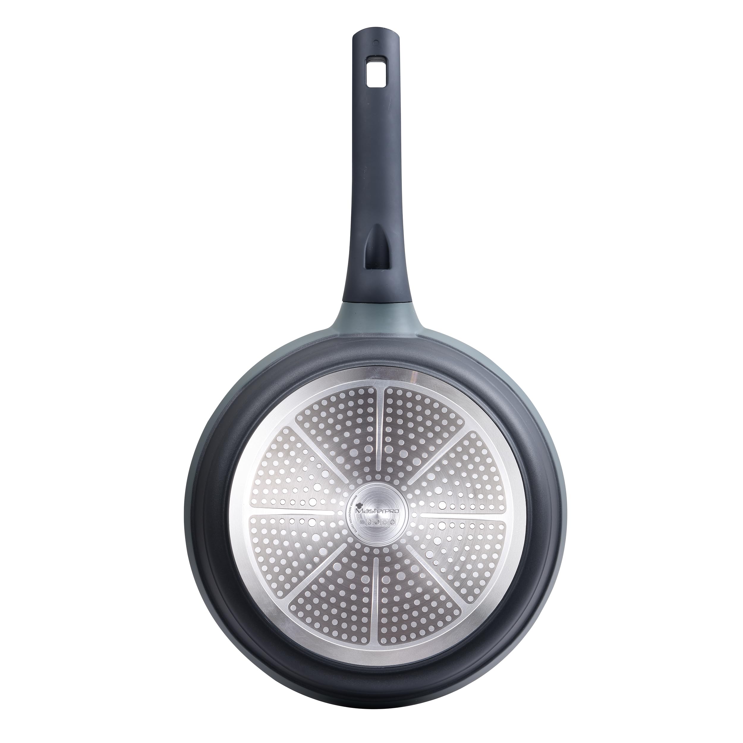 MasterPRO Gastro Reeco | Cazo de 16 cm y 8 cm de Altura con Tapa | Indicador Temperatura | Aluminio Fundido Reciclado | Revestimiento Antiadherente | Mango Soft Touch | Para Todo Tipo de Cocinas