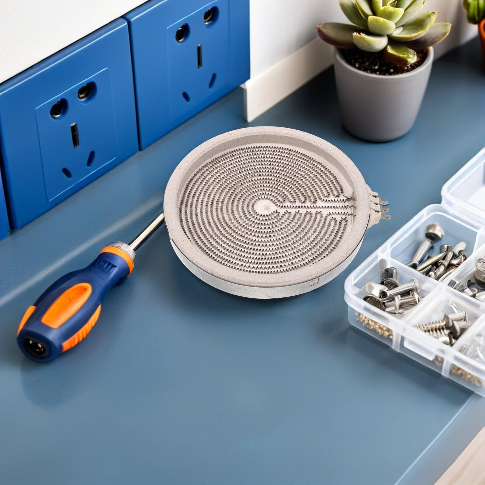 SHINEOFI Elemento Riscaldante per Piano Cottura Elettrico 20 CM Bobina di Ricambio Piastra Riscaldante per Cucina Elettrica Sostituzione Bruciatore per Uso Domestico e Ufficio