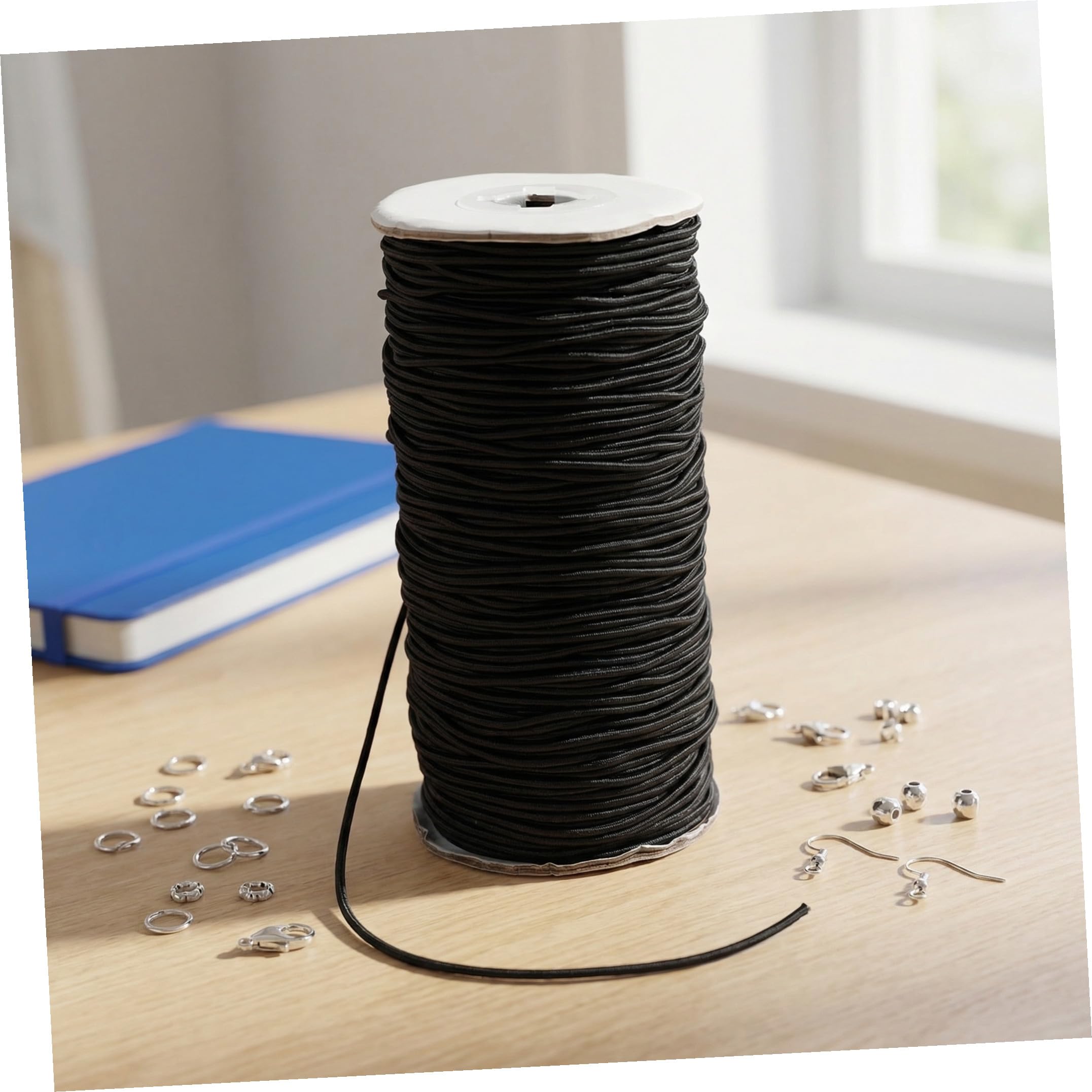 Cordino Elastico per Gioielli 3 Mm Nero 100 Iarde Filo per Perline Braccialetti Collane Fai da Te Artigianato e Cucito