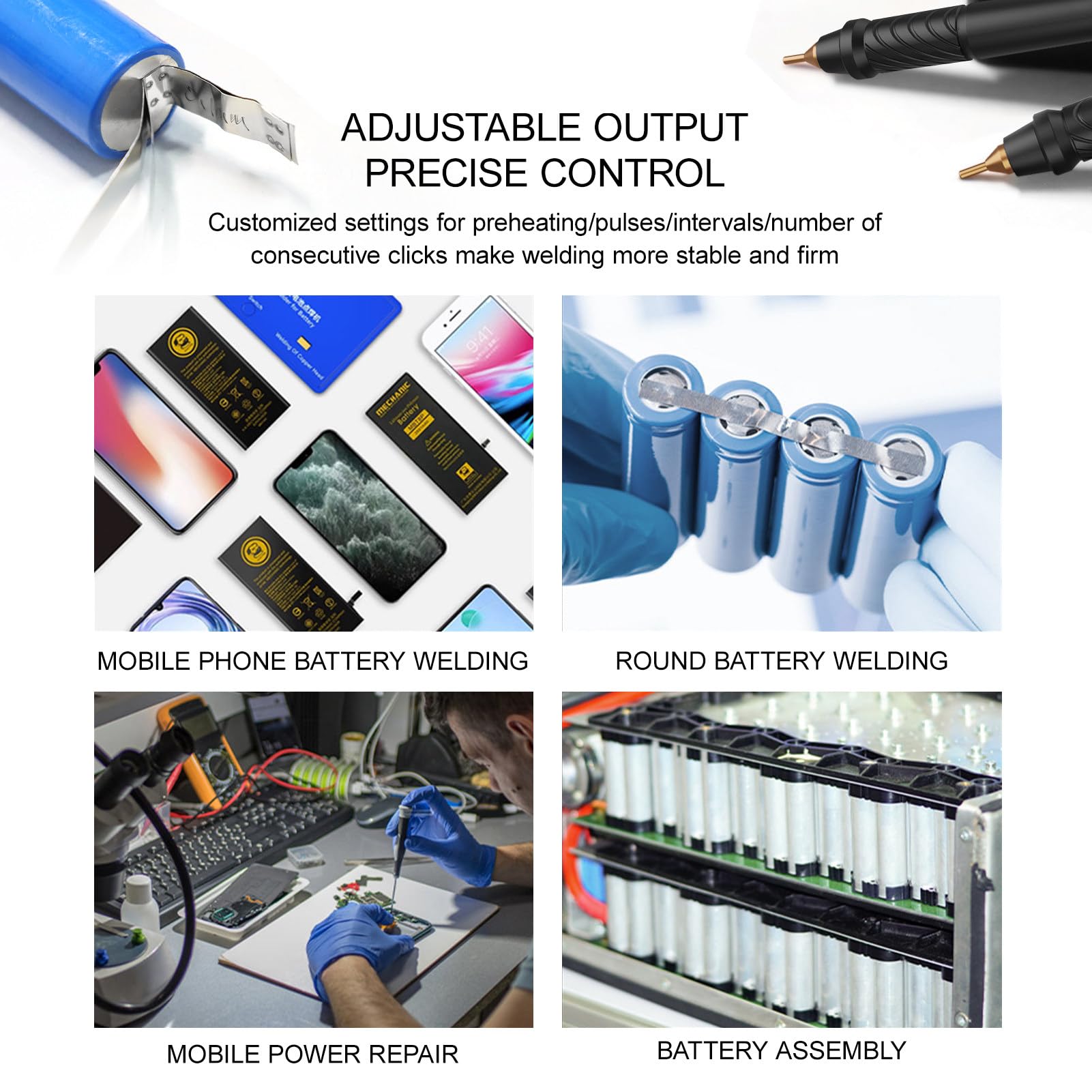 Soldador por Puntos Ajustable, máquina Soldadura por Puntos portátil con Pantalla LCD/batería 5000 mAh - Soldador por Puntos con batería Recargable de Bricolaje para Ni y Acero Inoxidable