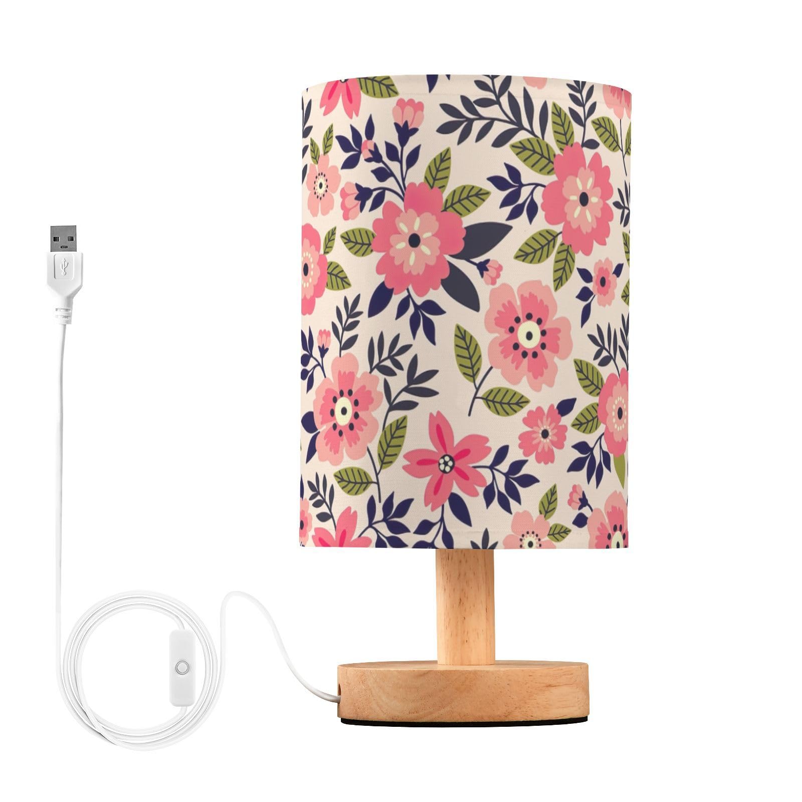 FRODOTGV Vintage Floral Pattern Table Lamp - Soft Light, USB Charging, Eye-Caring, Small Size, Perfect for Bedside, Desk, or Office โ image 1