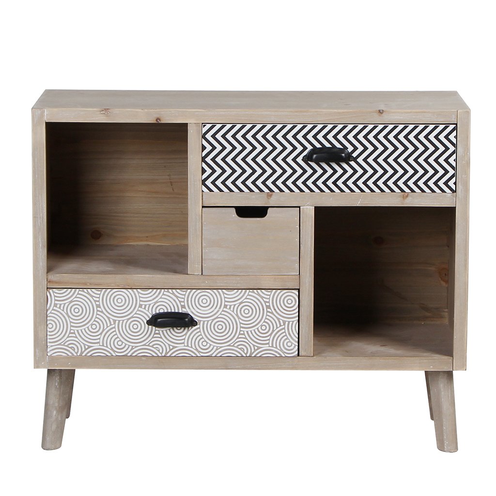 Wooden Cabinet Handmade Multifunctional Washed White Storage, 31.50" L x 13.78" W x 25.59" H, With 3 Drawers