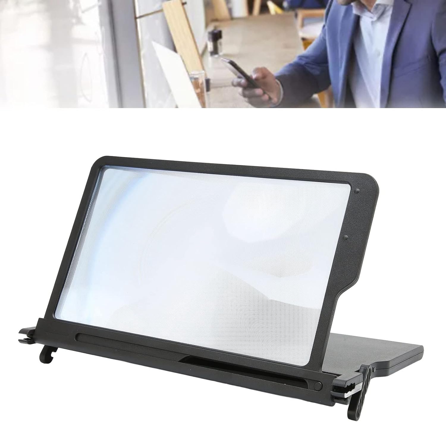 3D HD Mobile Phone Screen Magnifier, Portable 12.5 Inch Pull Out Screen Enlarger for Movies and Gaming, with Anti Blue Light Protection for iPhone Android Phones (Black)