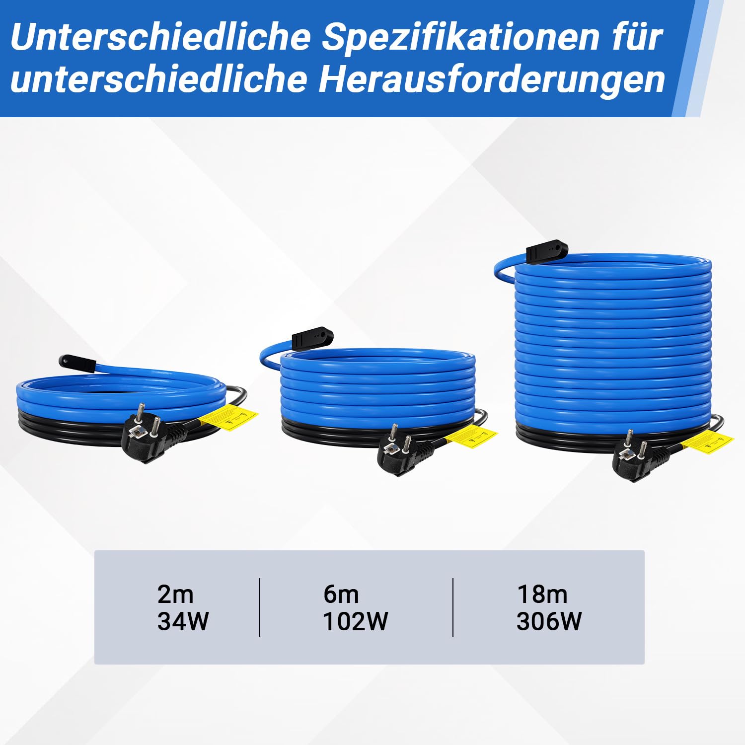 Sonnewelt Samoregulujący się kabel grzewczy, ochrona przed zamarzaniem, ochrona przed zamarzaniem, ochrona basenu na zewnątrz, łatwa instalacja, 136 W, 8 m, 17 W/M