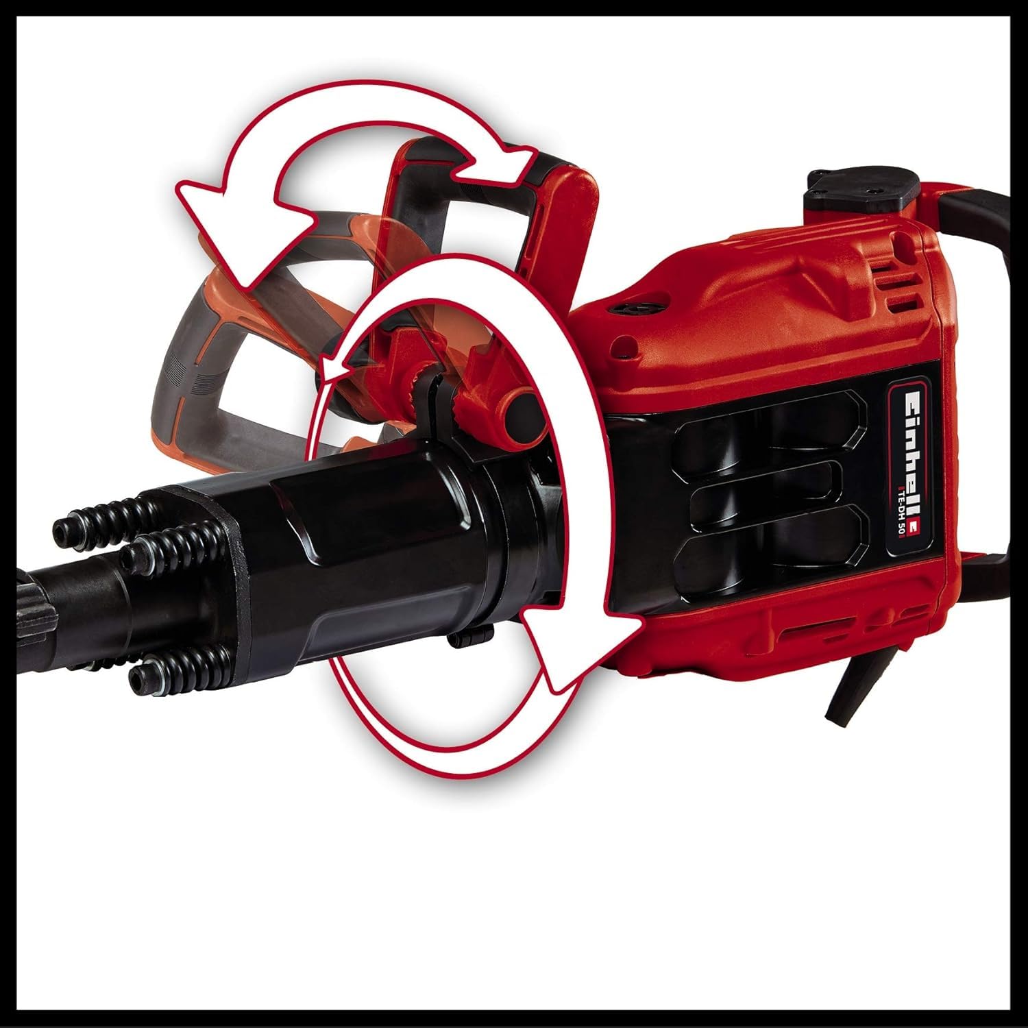 Einhell Abbruchhammer TE-DH 50 (1.700 W, 50 J Einzelschlagstärke, SDS-Hex-Werkzeugaufnahme, schwingungsgedämpfter,Hauptgriff, Softstart, inkl. inkl. Spitz-/Flachmeißel, Trolley)
