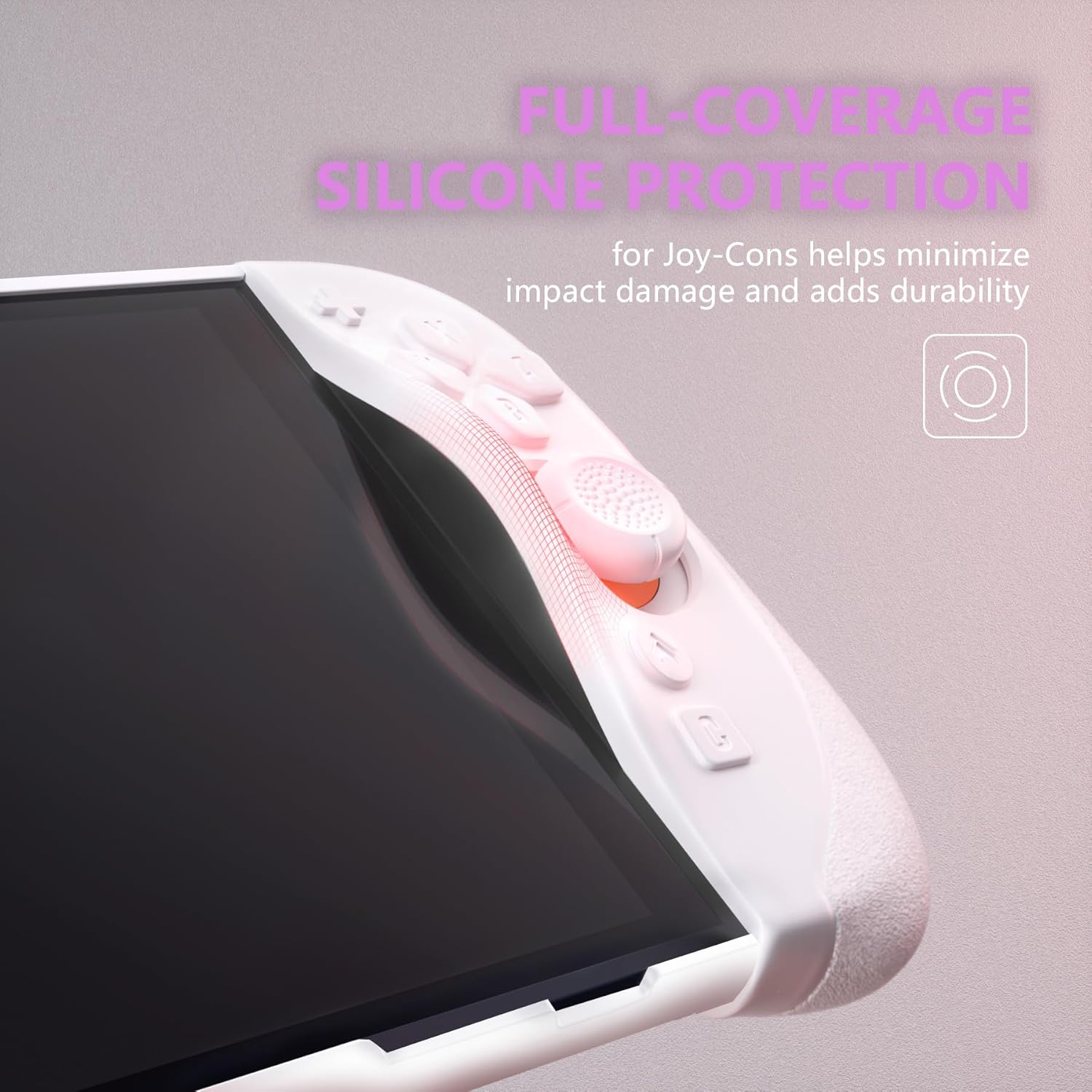PlayVital Ranger Protective Case for Nintendo Switch 2 with Stand | Ergonomic Anti-Slip Silicone Grips, Dockable Hard Shell, 4 Thumbstick Caps | Quick-Release-Joycon Design Full-Body Cover, White - Image 4