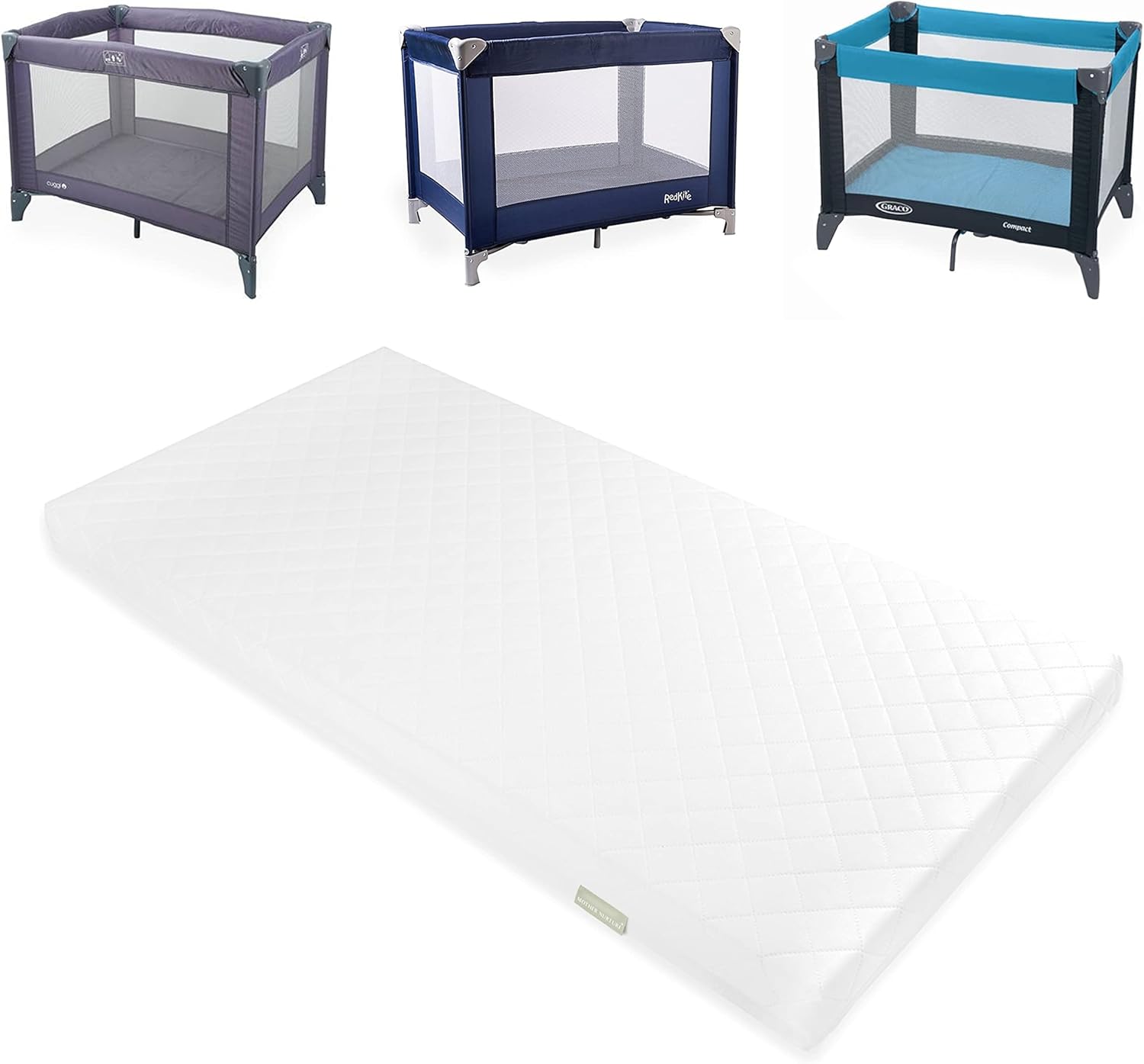 Mother Nurture Classic Foam Travel Cot Mattress, White, 95 x 65 x 3.5