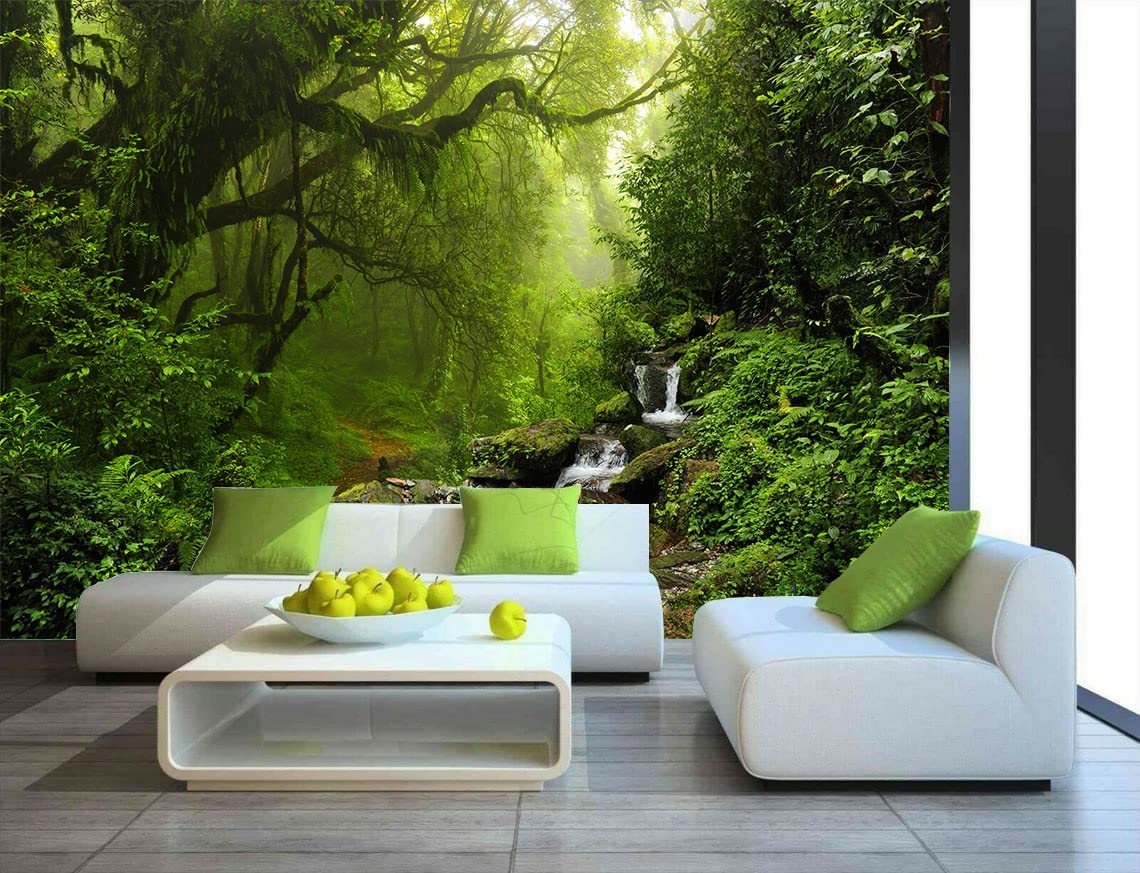 Amazon Com Bormia 壁掛壁畫幻想森林自然壁紙熱帶叢林風景壁貼適用於客廳睡覺活動室 非自黏 家居裝修