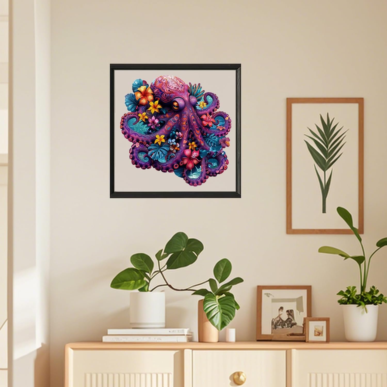 Jiroinlly Octopus Wooden Puzzle for Adults, Ocean Jigsaw Puzzles 500 Pieces, Unique Shaped Family Reunion Puzzle, Beautiful Package, Best Gift for Family and Friends 16.86x16.9 in