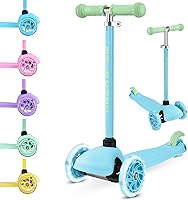 Vista 1 de Teeny 3 Wheel Mint Scooter for Kids & Toddlers Ages 3-6 Years Flashing Wheels Height Adjustable 53 to 70 cm My First Scooter