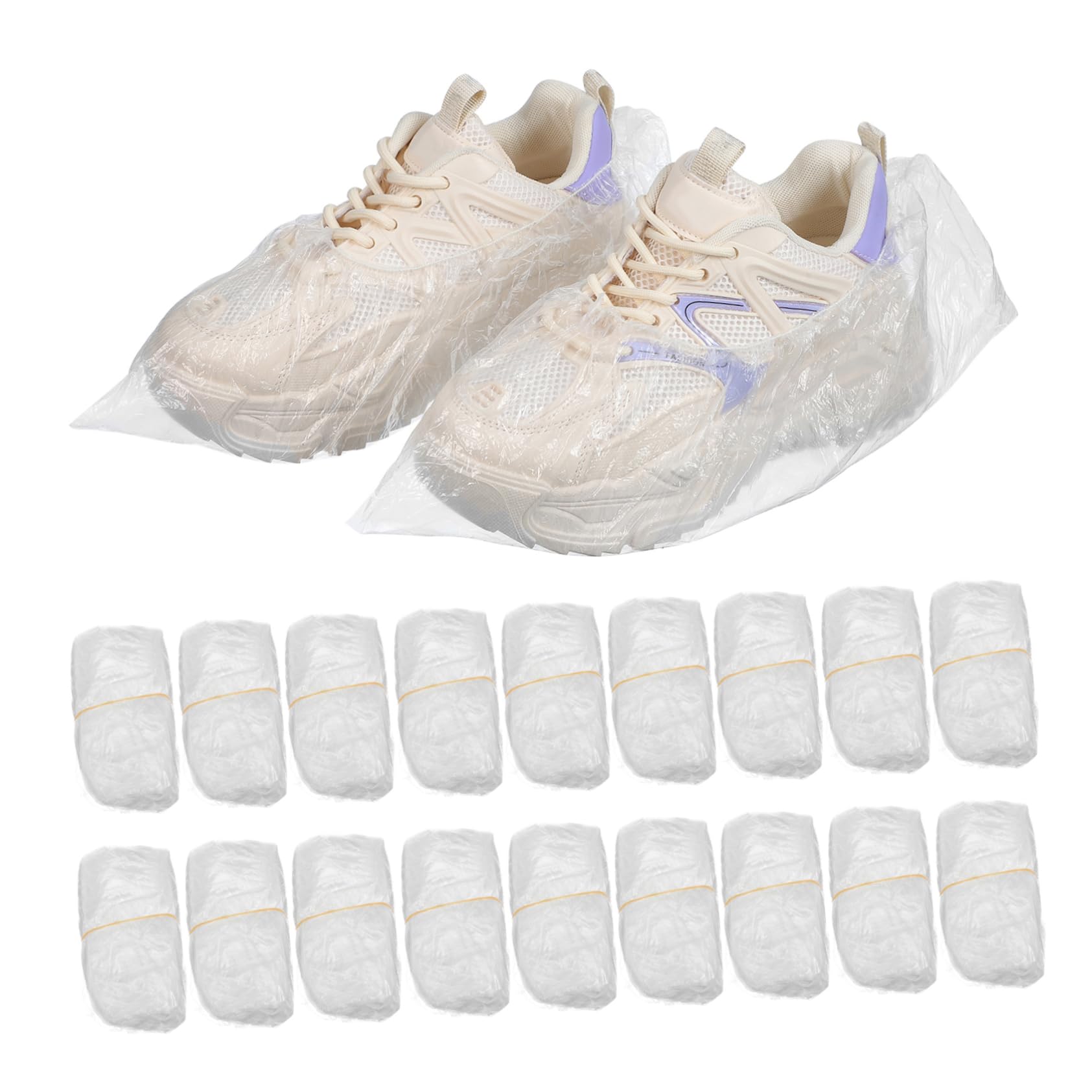 COLLBATH 200 Pcs Disposable Plastic Shoe Covers Pro Bike Shoe Covers Clear Shoe Covers Cycling Shoe Covers Recyclable Shoe Covers Shoe Cover Dor Rugs Shoe Care Reusable Footsie Polyethylene