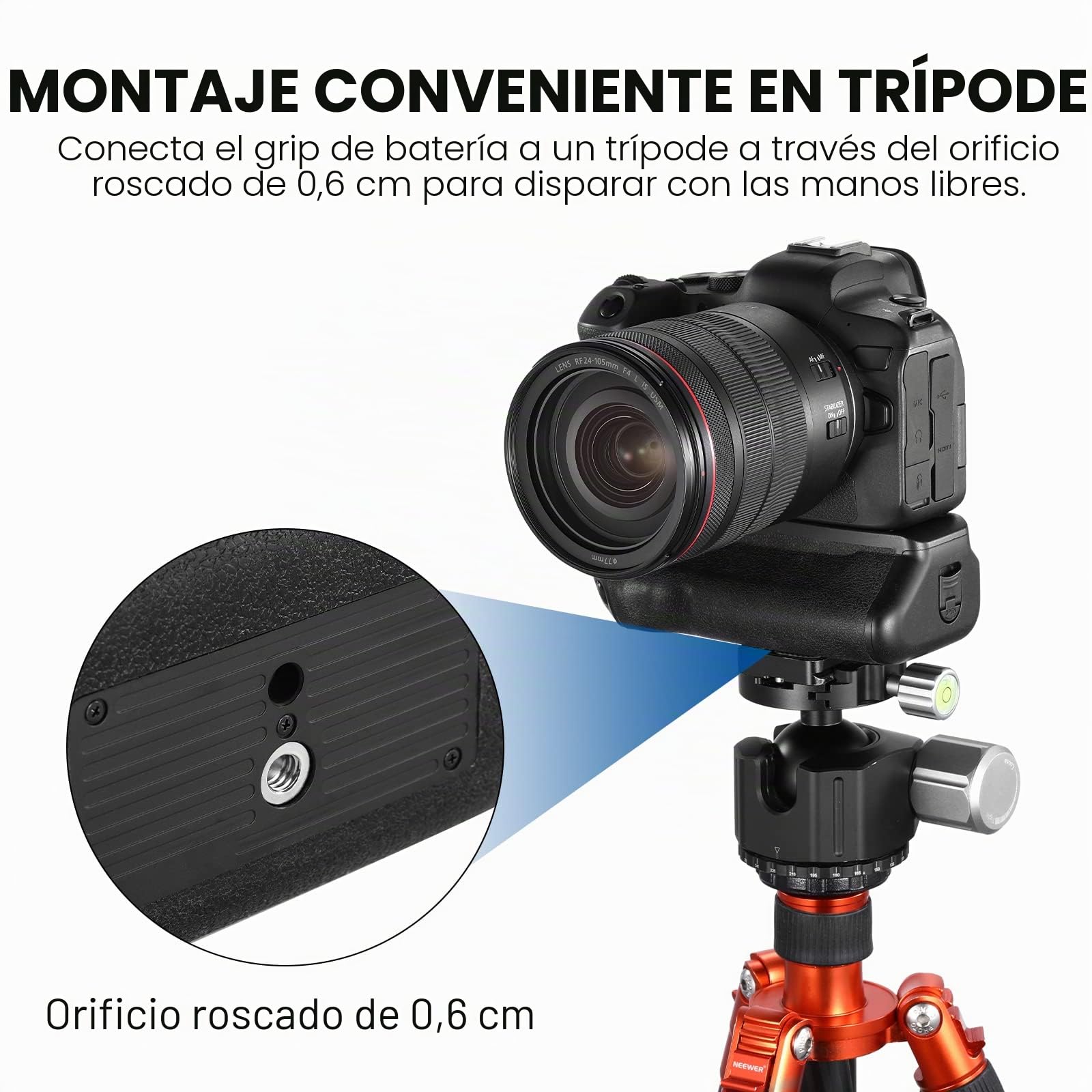 NEEWER Reemplazo de Empuñadura de Batería para BG-R10 Compatible con Canon EOS R5 R5C R6 R6 Mark II Cámaras sin Espejo, Alimentado por Baterías LP-E6N/LP-E6NH para Disparo Vertical Estable