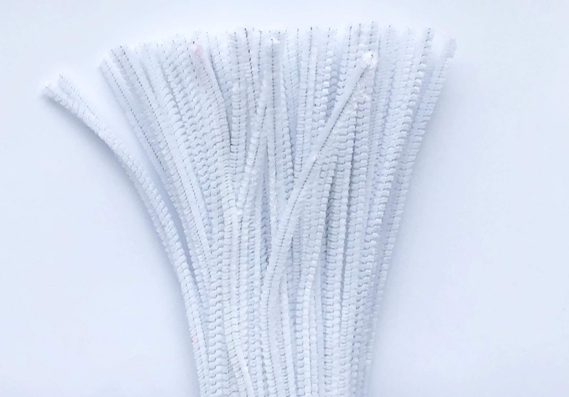 Carykon Chenille Stems, 100 PCS Fuzzy Pipe Cleaners for Arts and Crafts (White, 6mm Diameter, Polished Finish) - Image 2