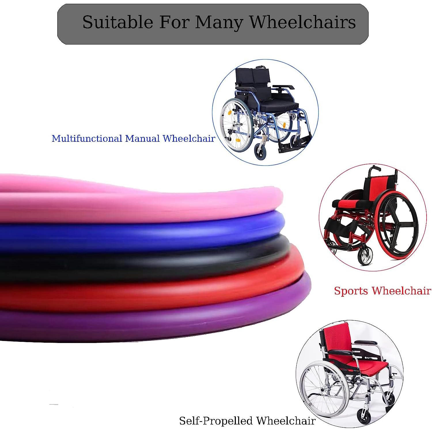 Fundas de Silicona para Llantas de Empuje para sillas de Ruedas, Fundas para sillas de Ruedas de 22/24 Pulgadas, Fundas para Aros para sillas de Ruedas, Accesorios para sillas de Ruedas, Fundas para