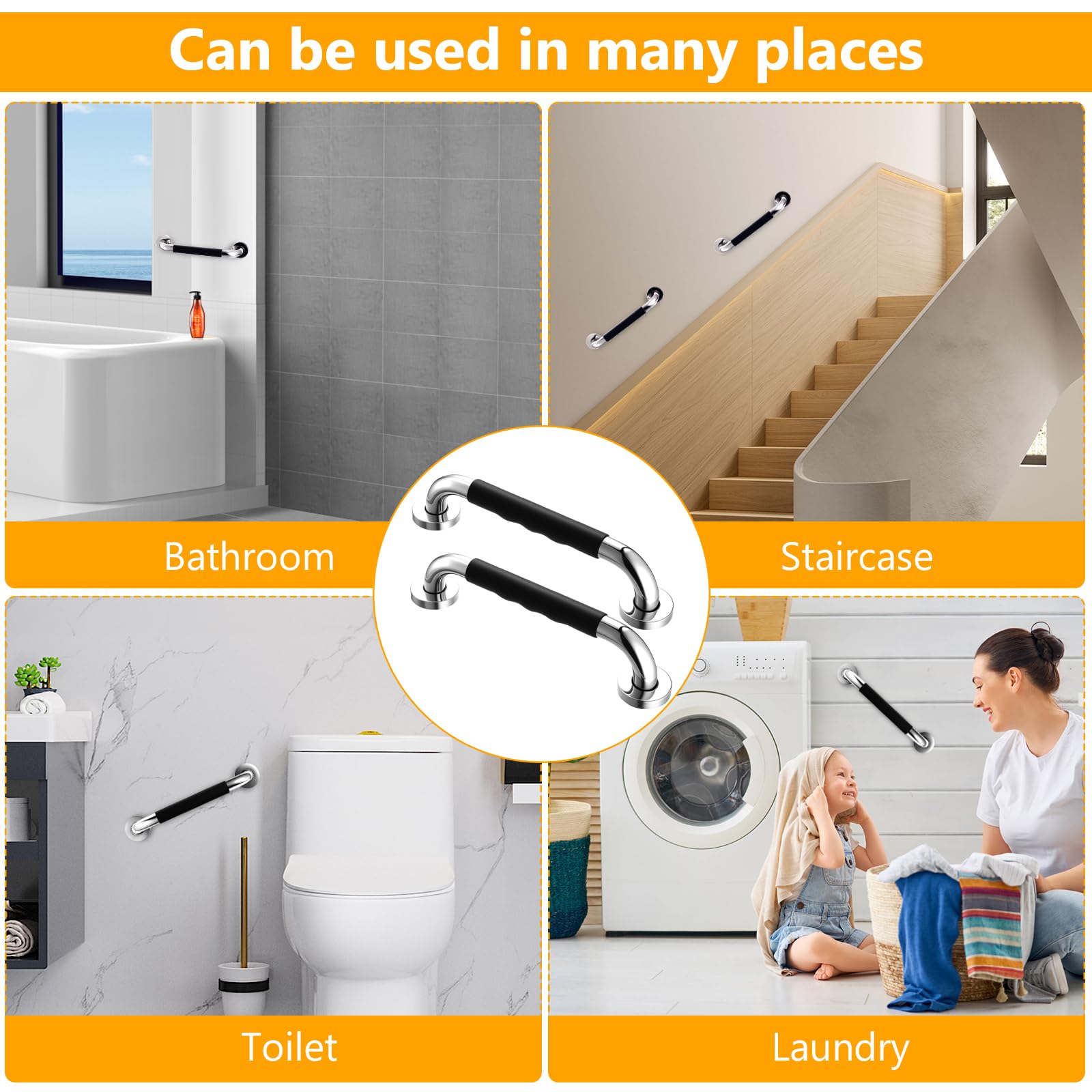 2 Pcs Barre d'Appui WC, Barre de Douche Antidérapante, 30 cm Barres d'appui Salle de Bain, Poignée Douches en Acier Inoxydable, Barres Douche Baignoire pour Toilettes Handicapées Enceinte
