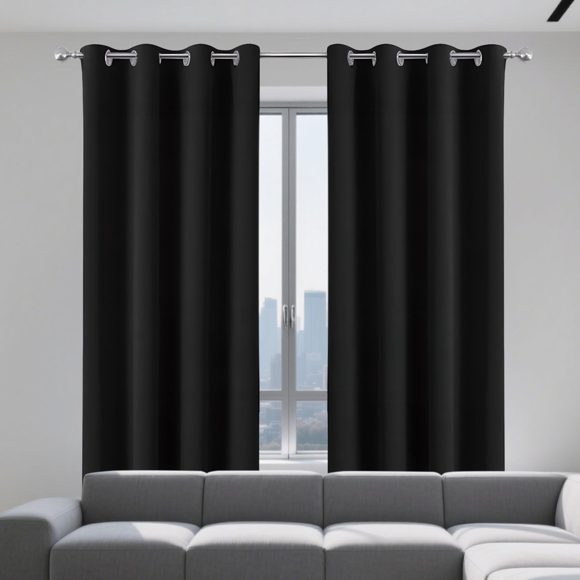 WEIZERO 100% Blackout Curtains for Bedroom 120 x 190 cm Thermal Insulated Soundproof Thermal Insulated Curtains for Bedroom Living Room, Black