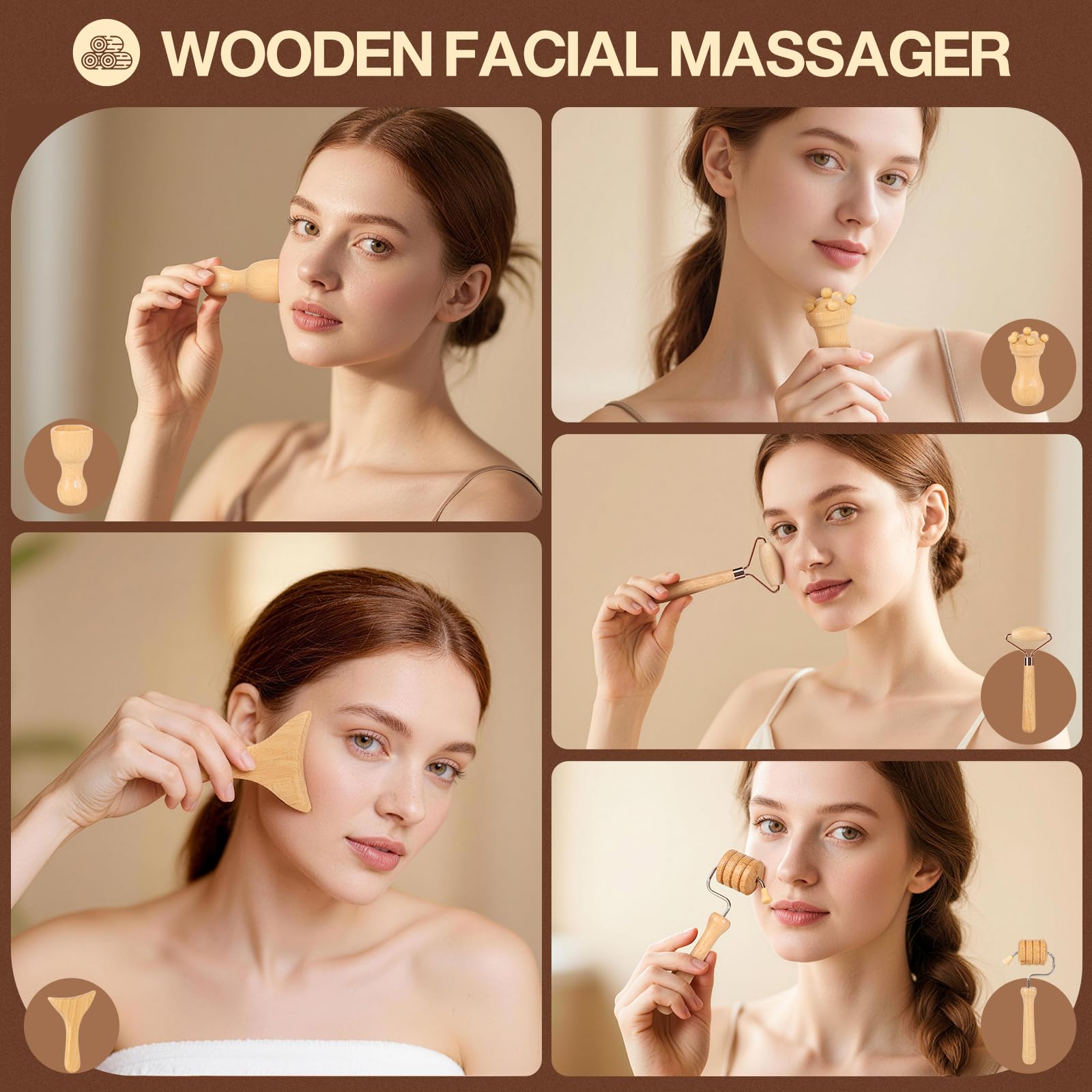 16Pcs Wood Therapy Massage Tools Set for Body Sculpting