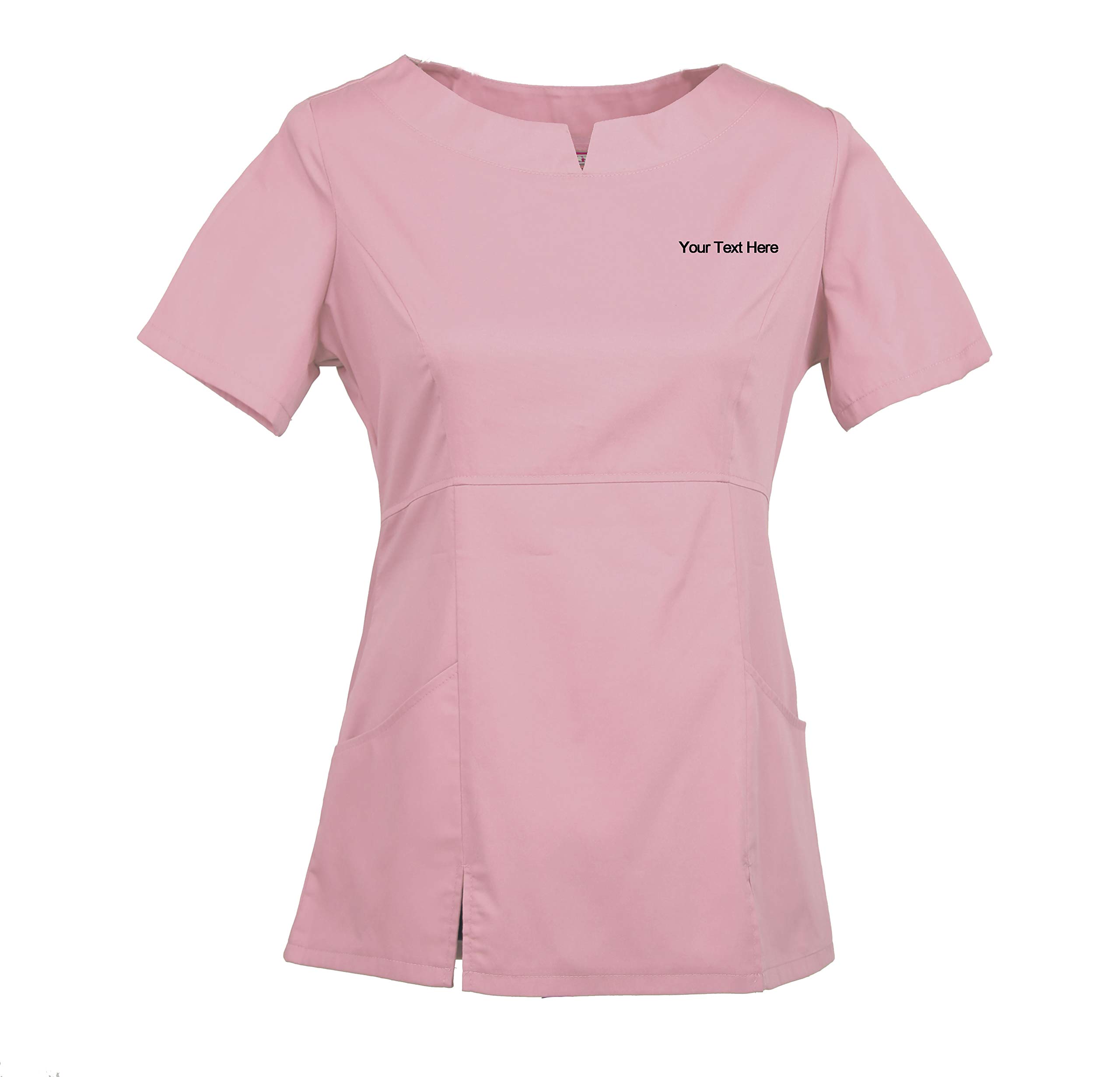 Tailor's Women's Pale Pink Personalized Scrub Tunic Medical Scrubs Hospital Scrub Top Customizable