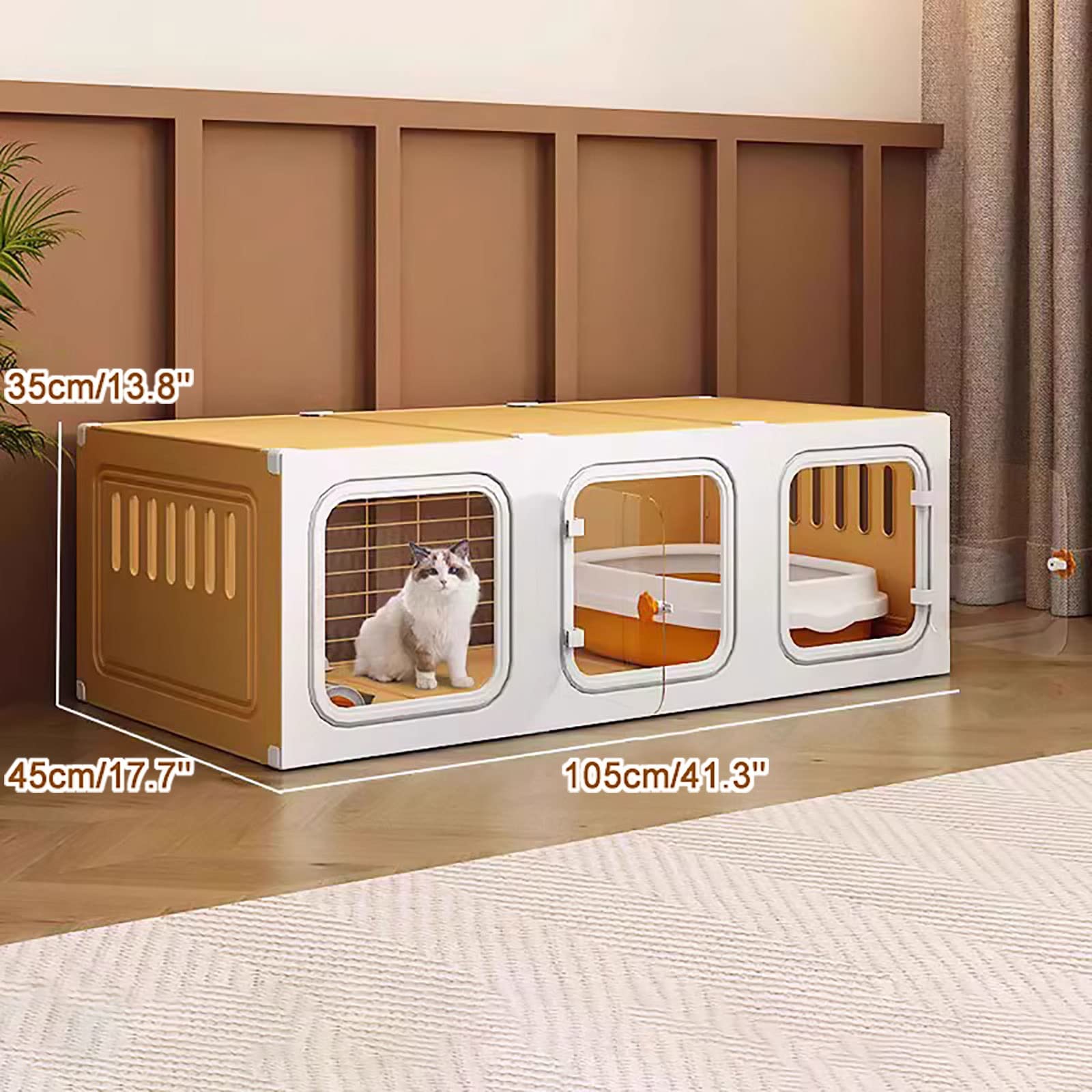 Gabbia per Gatti da Interno, Gabbie per Gatti, recinti per Gatti da Esterno, Gabbia per Piccoli Animali, mobiletto per Gatti Semi-Chiuso Staccabile, Grande Spazio per Esercizi Ideale per 2-3