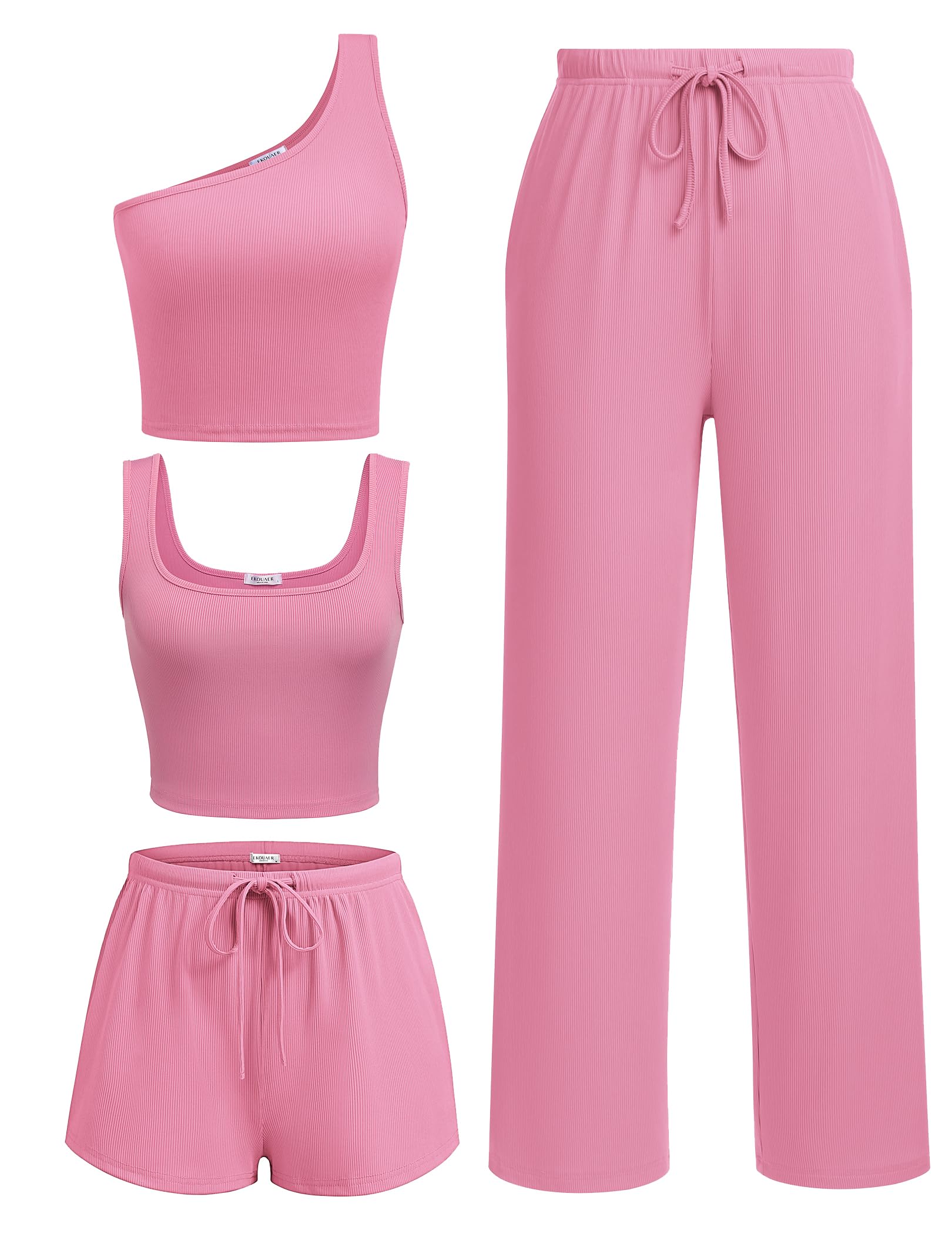 Ekouaer 4 Piece Sets for Women Casual Lounge Sets Summer Vacation Outfits