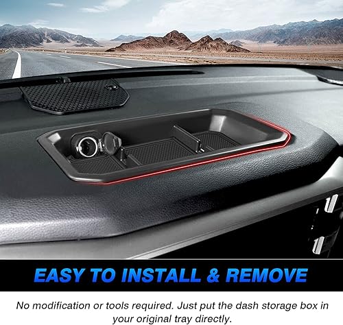 Miniatura 7 de FIILINES Compatible con el organizador de consola central de tablero 2022 2023 2024 Toyota Tundra Dash caja de almacenamiento para teléfono celular,