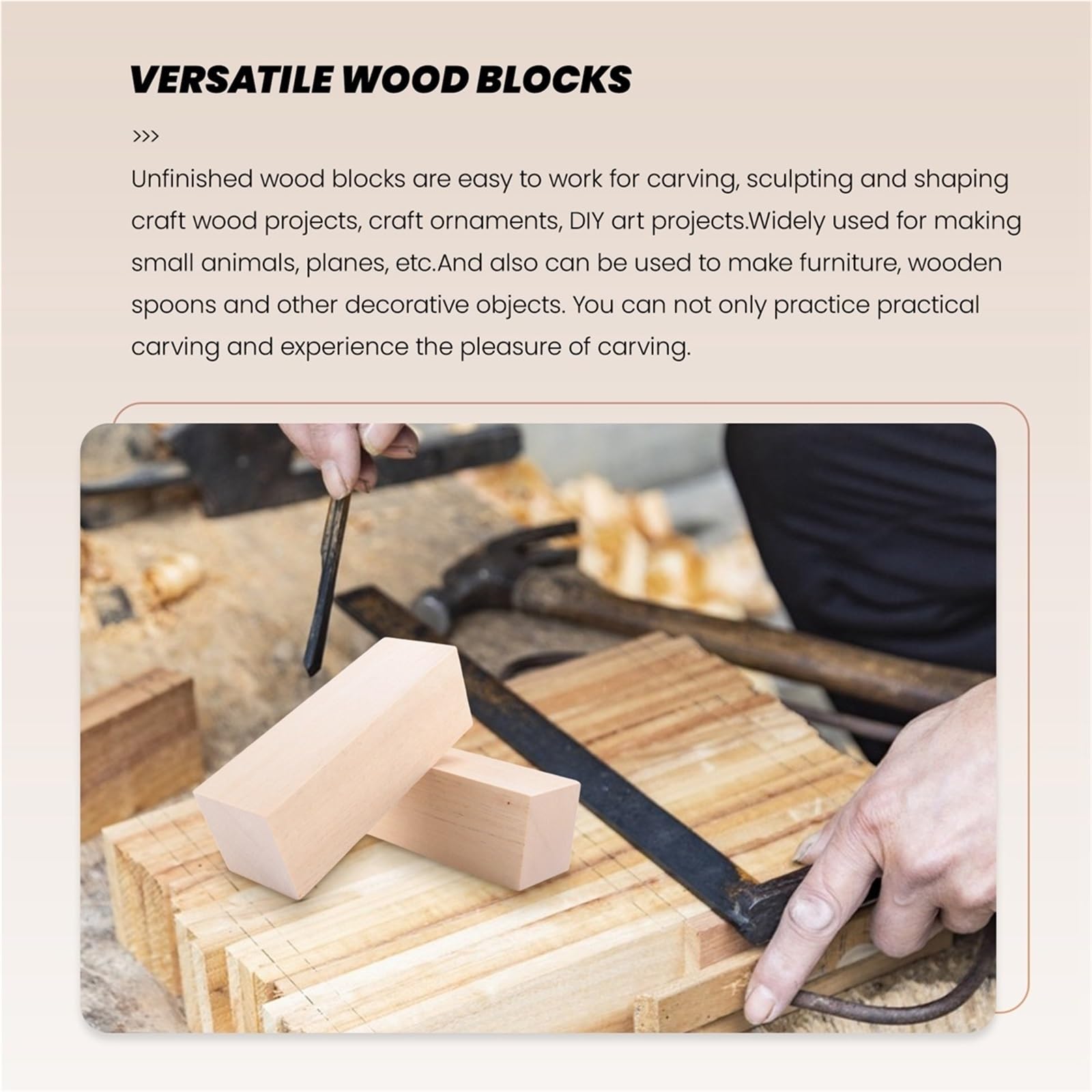 Taco De Madera De Tilo 8 Piezas de Bloques de Madera Grandes for tallar, Bloques de Madera for tallar, Bloques de Madera de Tilo, Juego de Madera Blanda sin terminar para Tallar